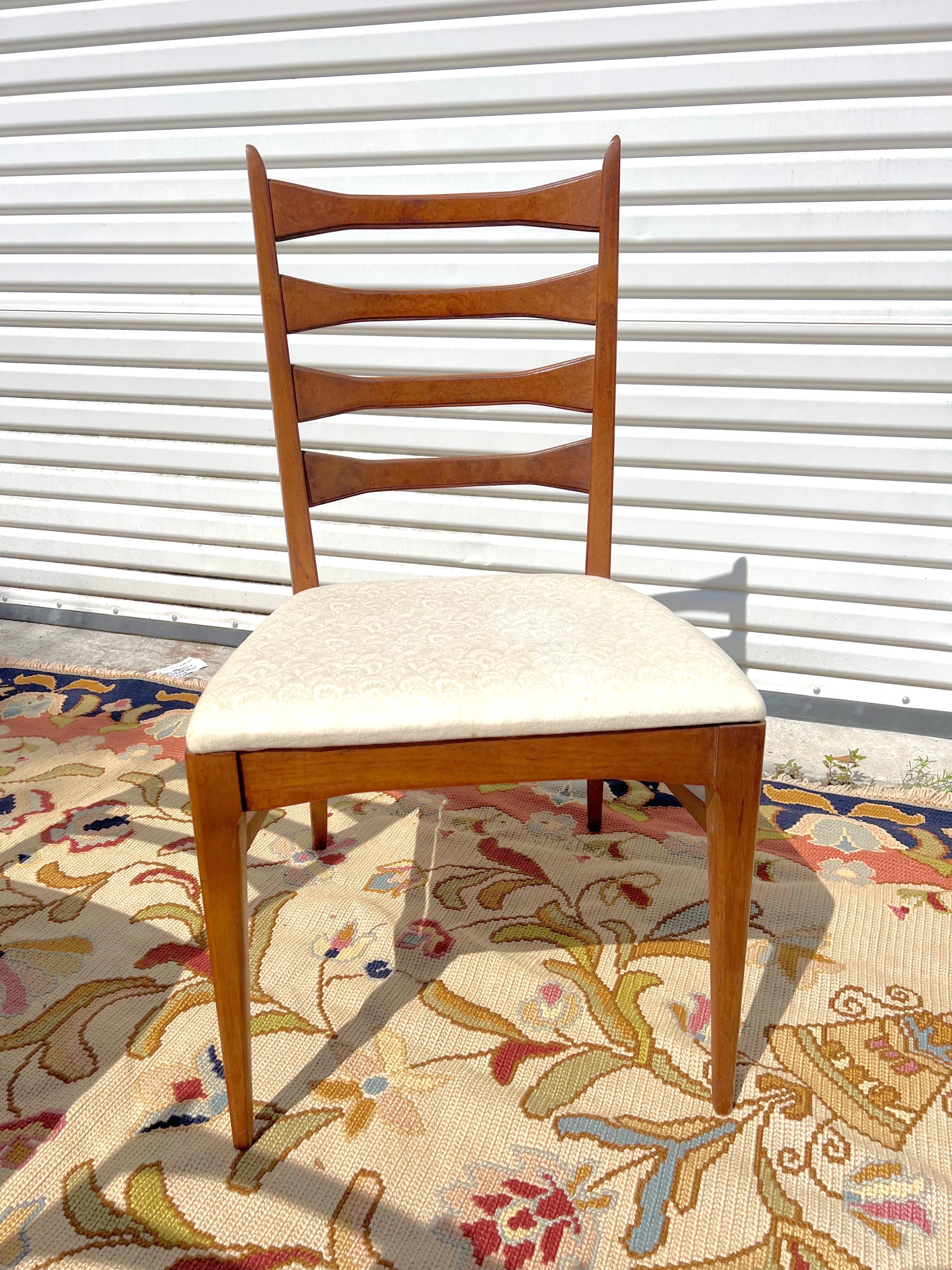 Set of 6 Mid-Century Modern Burl Ladder Back/Cat Eye Dining Chairs 7