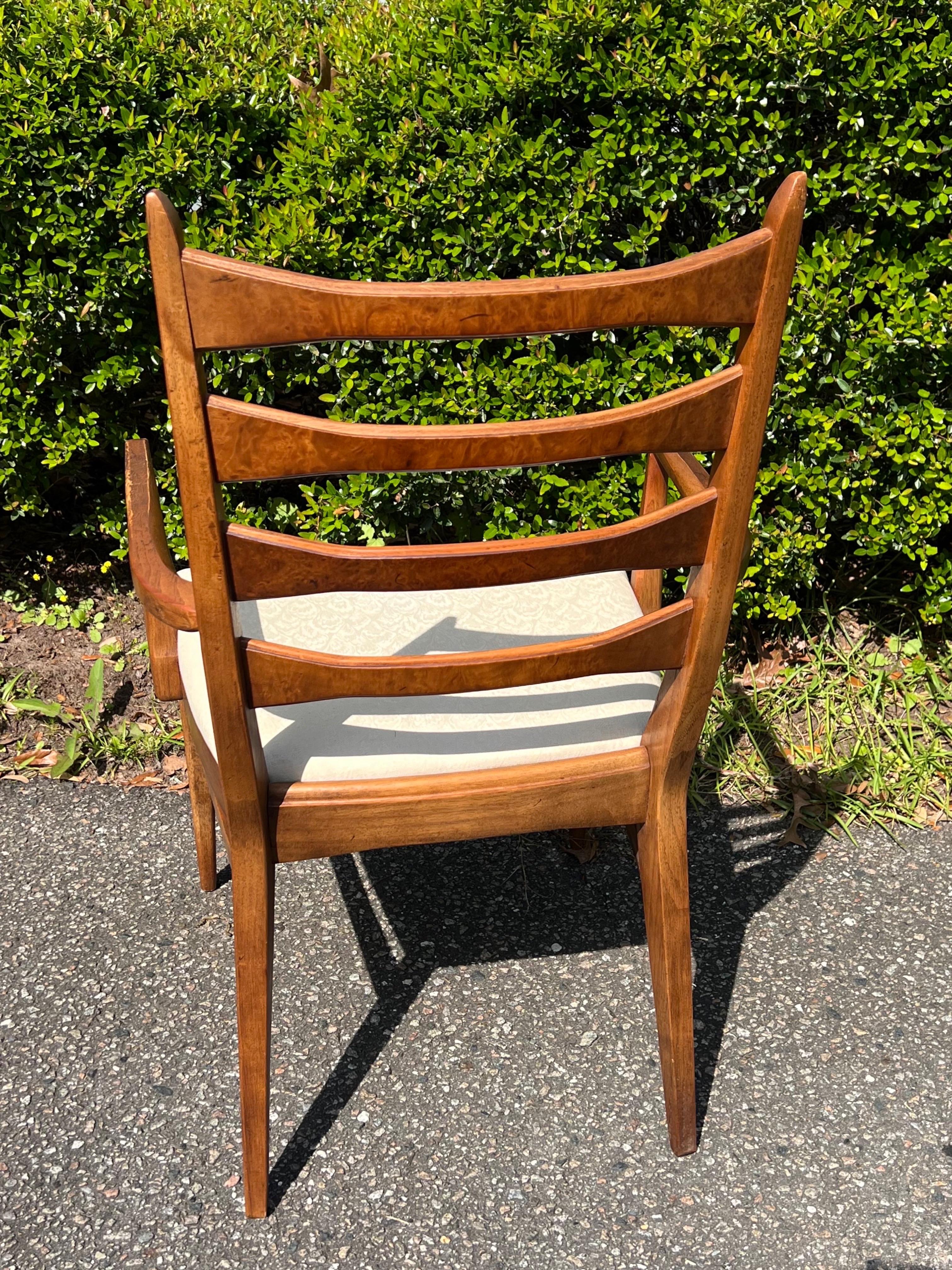 Set of 6 Mid-Century Modern Burl Ladder Back/Cat Eye Dining Chairs 2