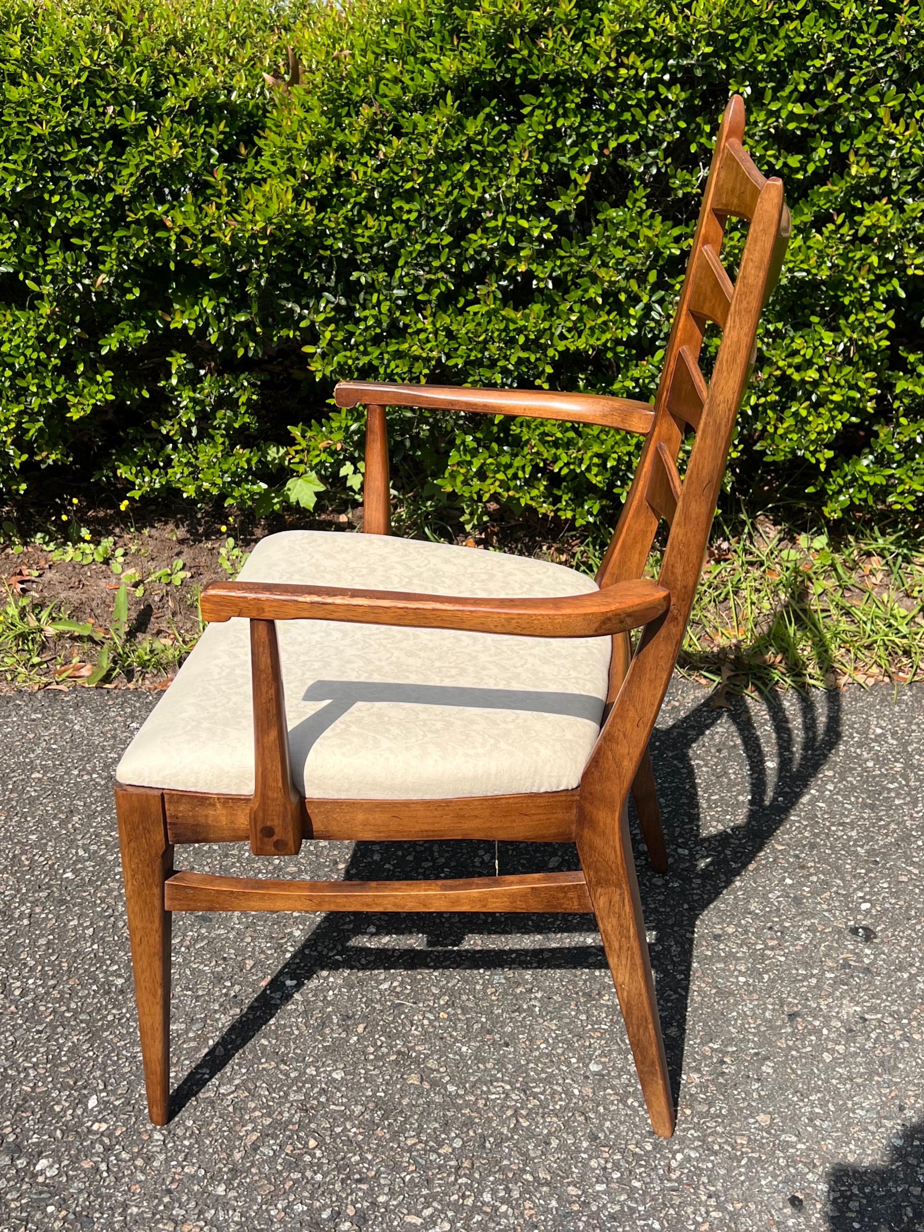 Set of 6 Mid-Century Modern Burl Ladder Back/Cat Eye Dining Chairs 3