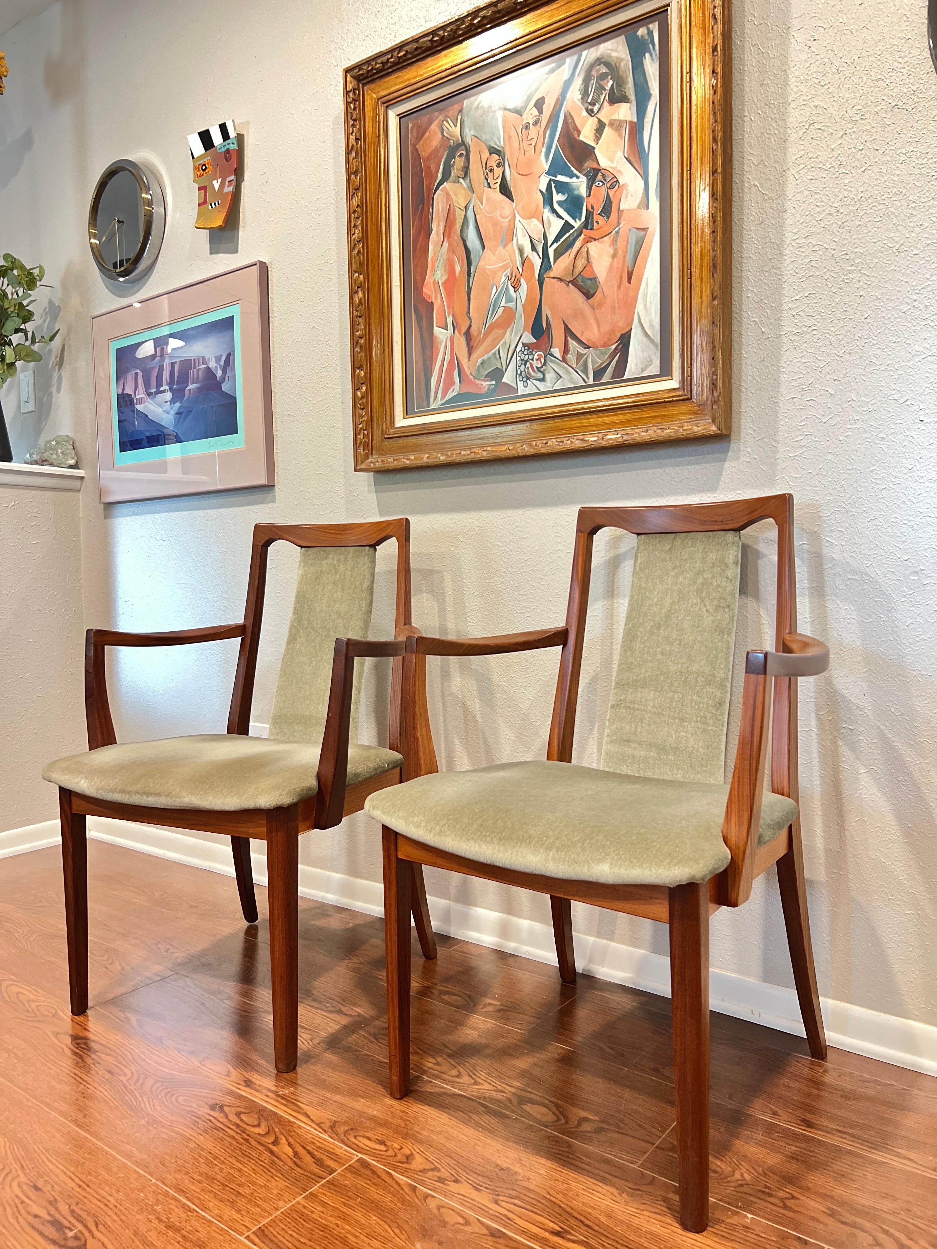 Velvet A set of 6 mid century modern style dining chairs by G plan, circa 1980s