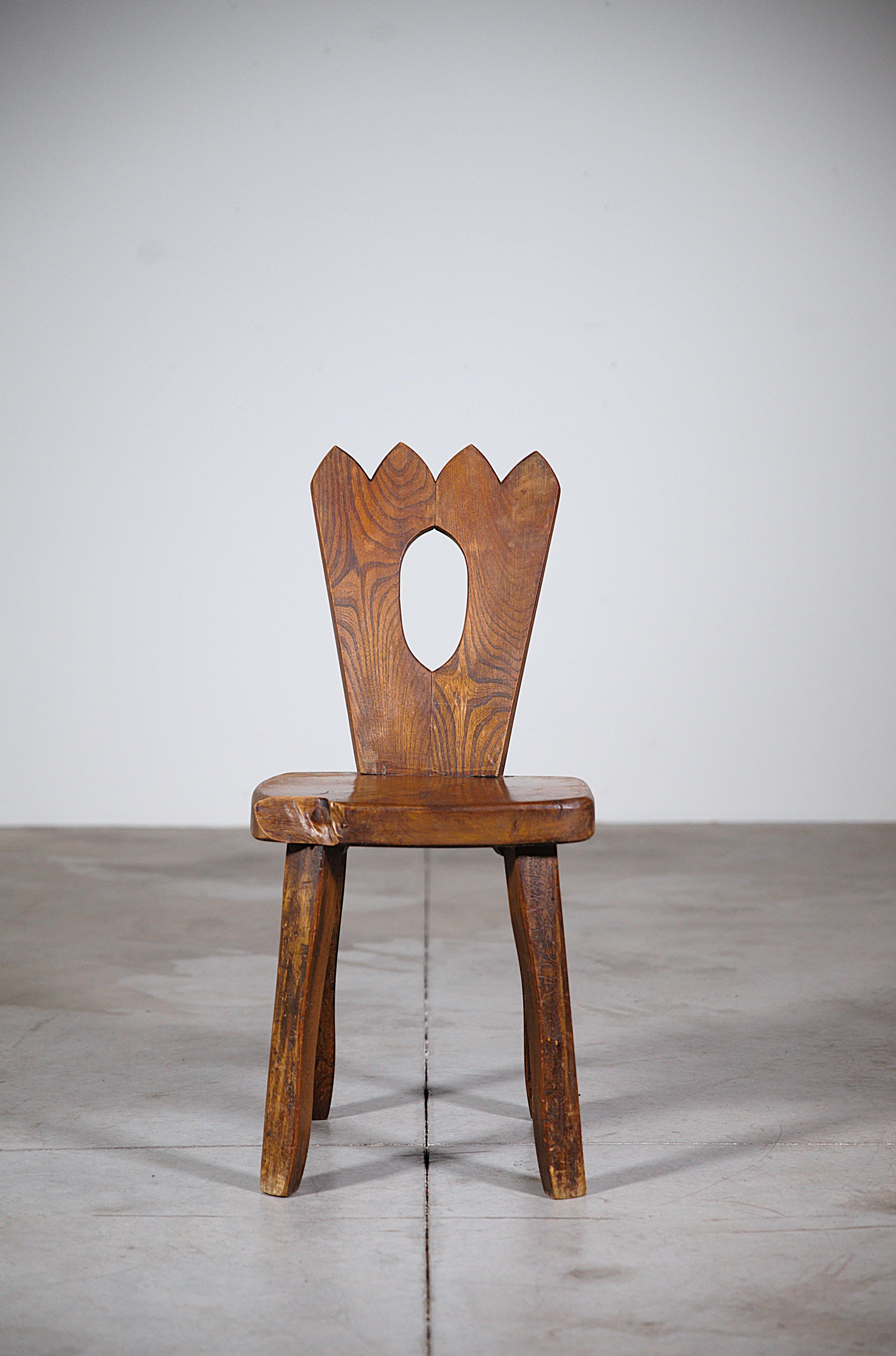 A Set of 6 Mountain Dining Chairs by Aranjou France 1970's In Good Condition For Sale In HYÈRES, FR