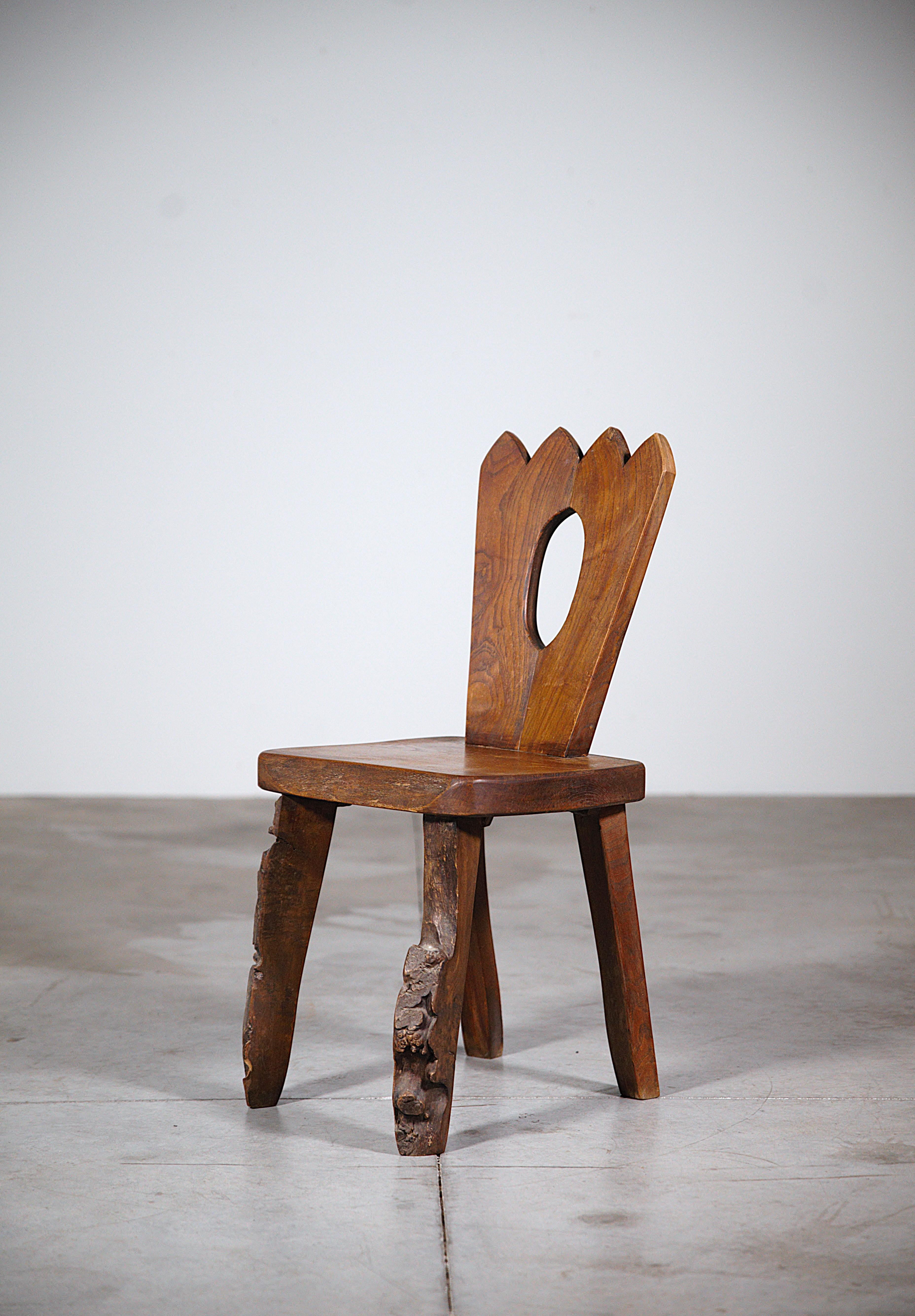 Wood A Set of 6 Mountain Dining Chairs by Aranjou France 1970's For Sale
