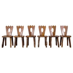 A Set of 6 Mountain Dining Chairs by Aranjou France 1970's