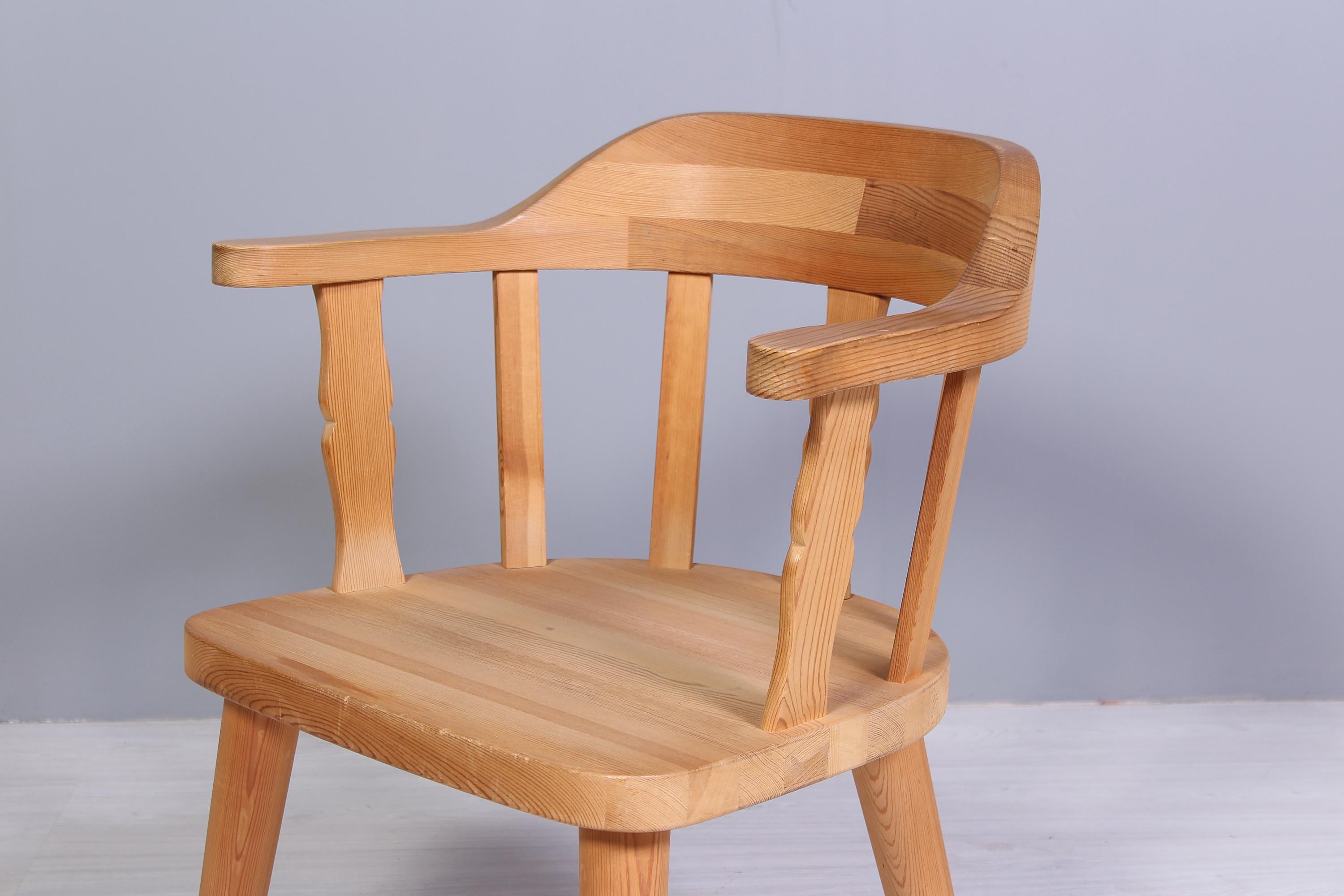 Mid-20th Century Set of 6 Norwegian Solid Pine Chairs by Krogenäs, 1960s