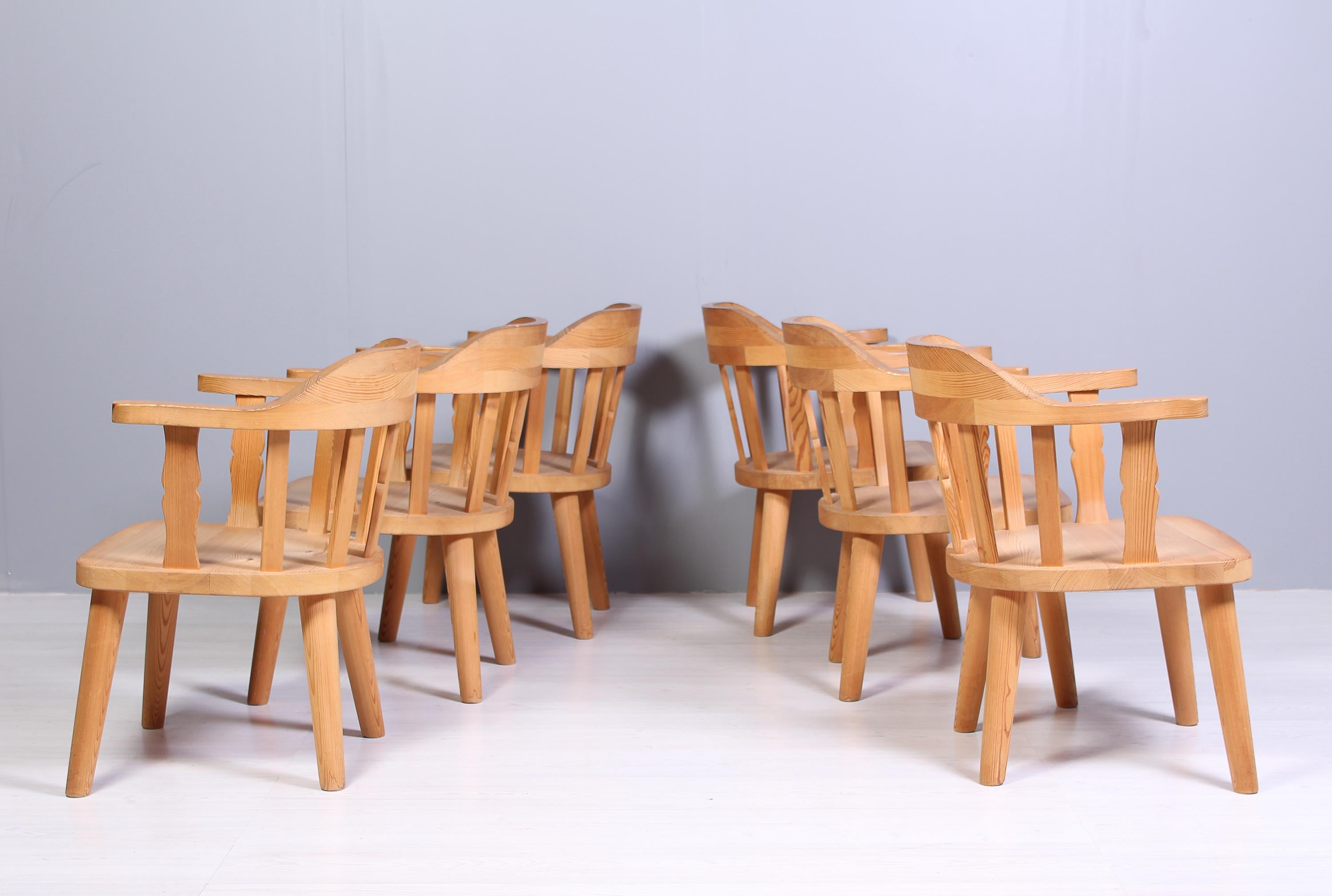 Set of 6 Norwegian Solid Pine Chairs by Krogenäs, 1960s 1