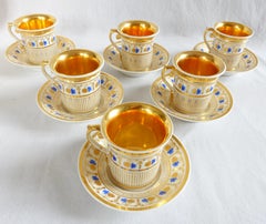 A set of 6 Paris porcelain coffee cups, early 19th century circa 1820