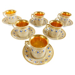A set of 6 Paris porcelain coffee cups, early 19th century circa 1820