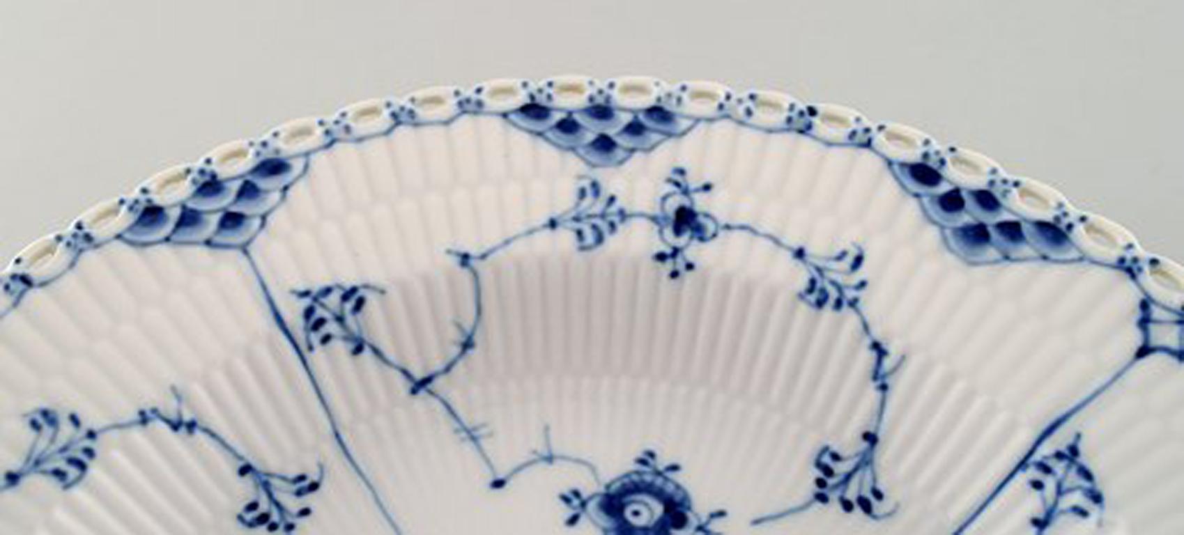 Victorian Set of 6 Royal Copenhagen Blue Fluted Full Lace Deep Plates