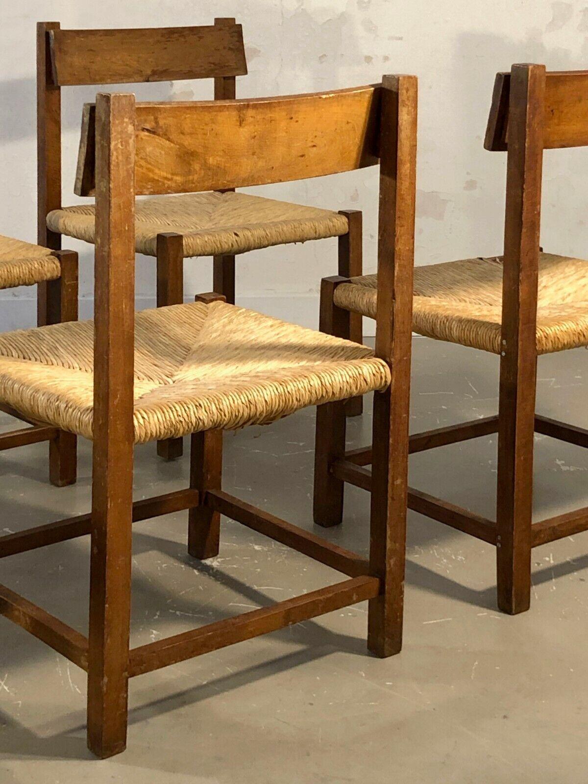 A Set of 6 Rustic Chairs, to be attributed, France 1950 2