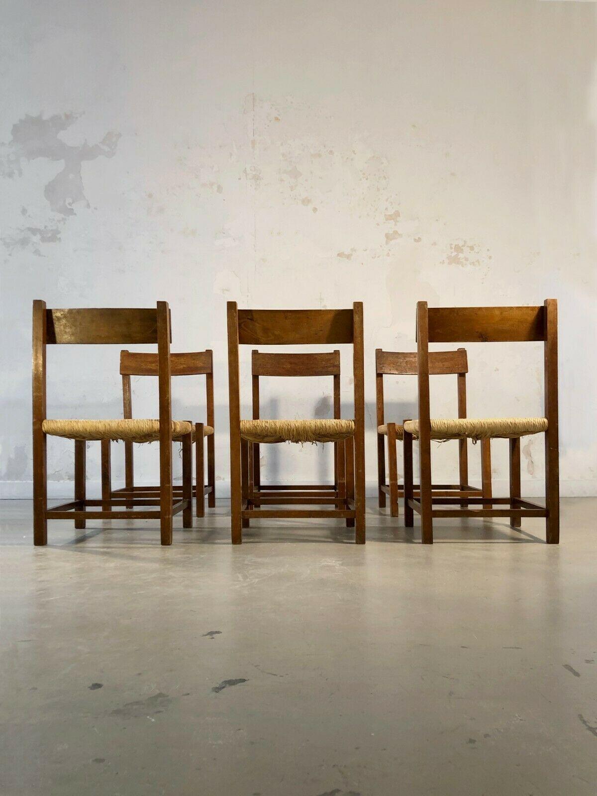 A Set of 6 Rustic Chairs, to be attributed, France 1950 3