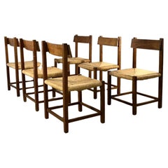 A Set of 6 Rustic Chairs, to be attributed, France 1950