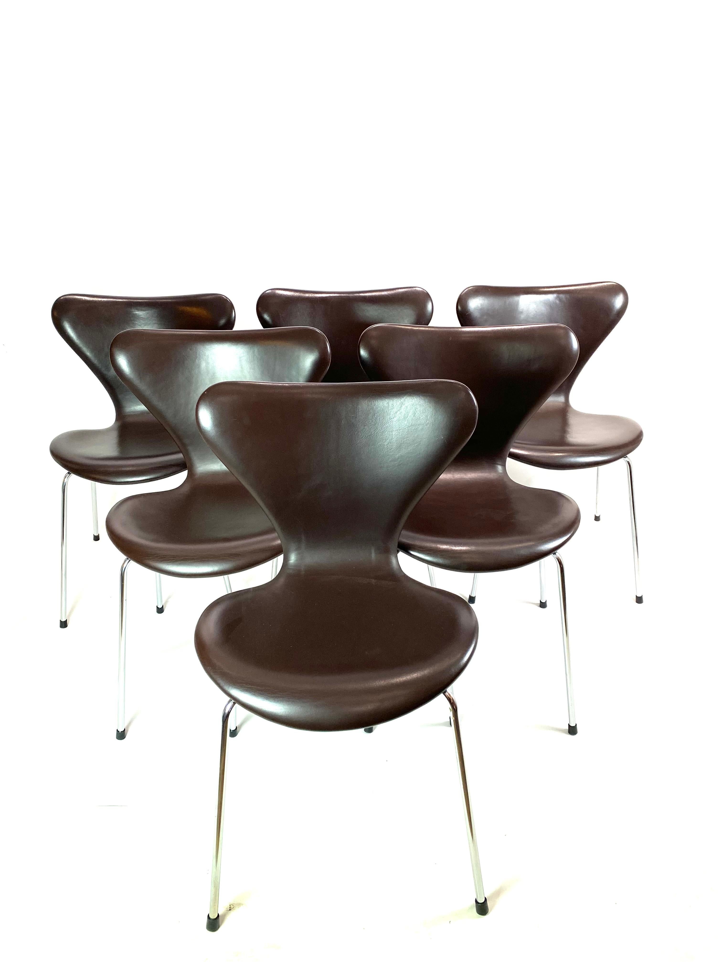Set of 6 Seven Chairs, Model 3107, Designed by Arne Jacobsen 6