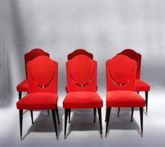 Set of 6 Unusual French 1960s Dining Chairs