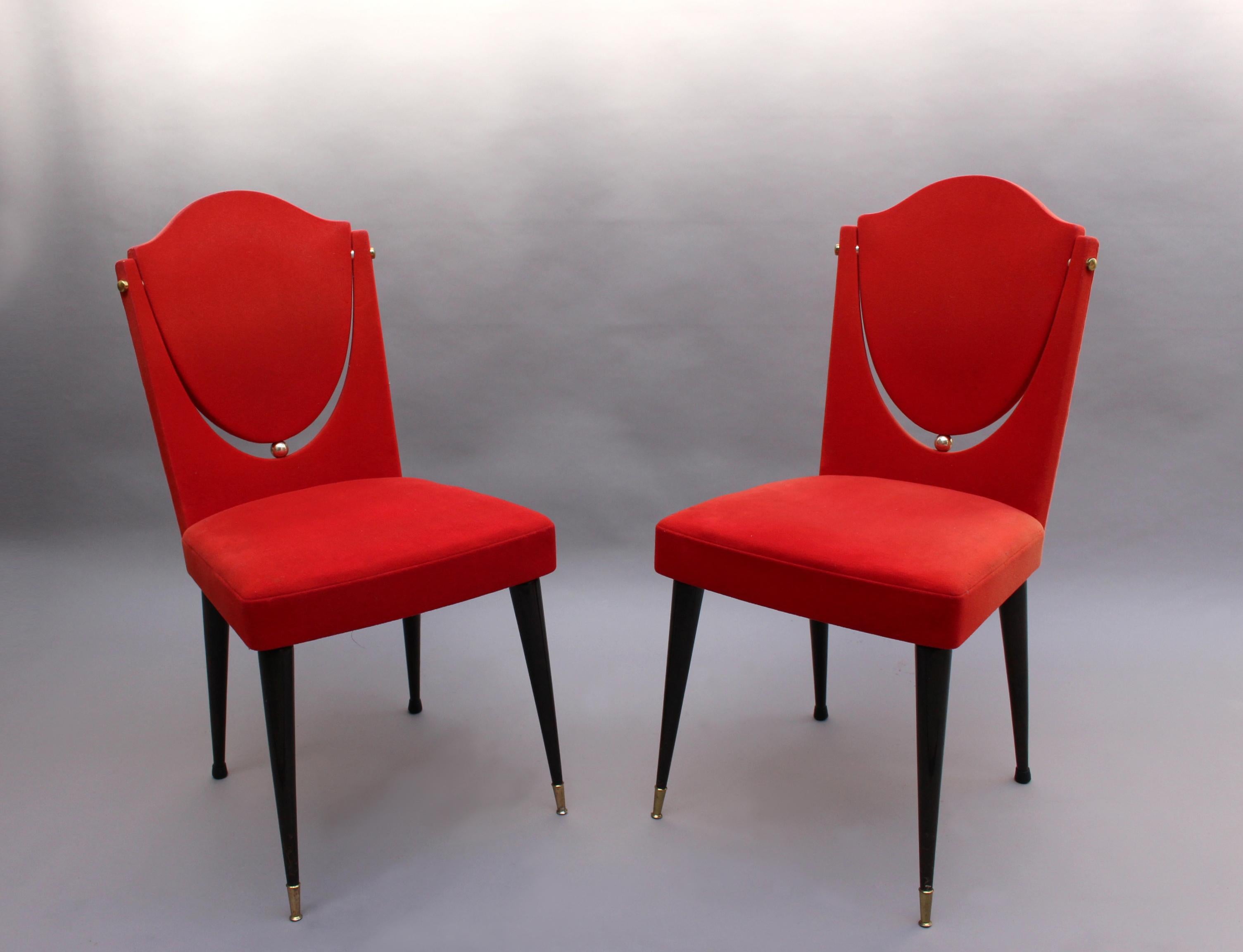 Mid-Century Modern Ensemble de 6 chaises de salle à manger françaises inhabituelles des années 1960 en vente