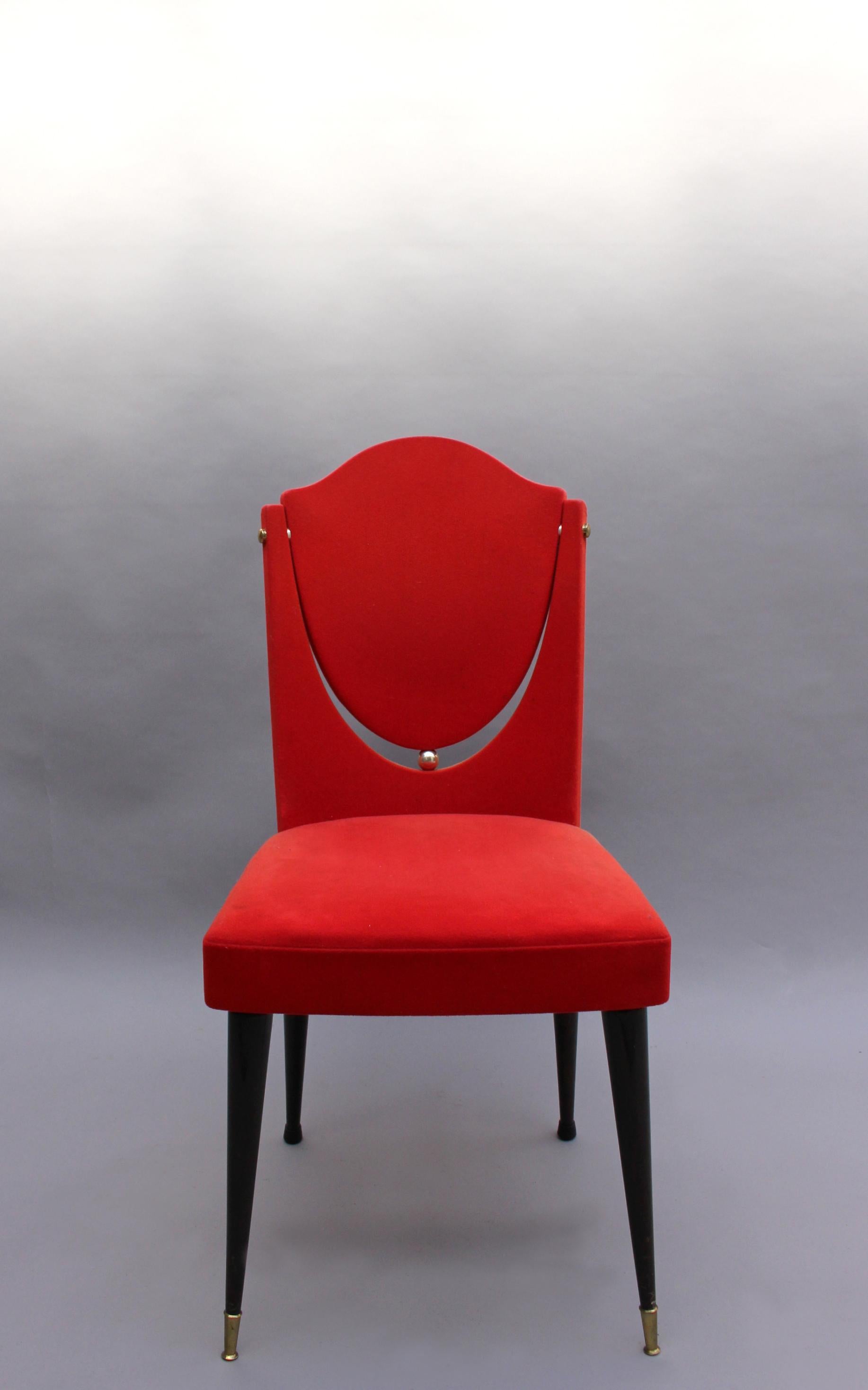 Milieu du XXe siècle Ensemble de 6 chaises de salle à manger françaises inhabituelles des années 1960 en vente