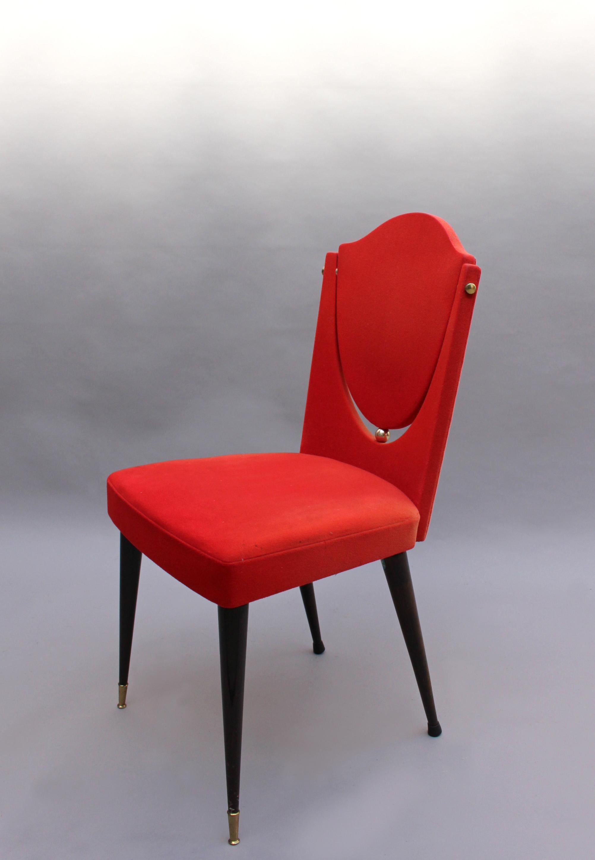 Laiton Ensemble de 6 chaises de salle à manger françaises inhabituelles des années 1960 en vente