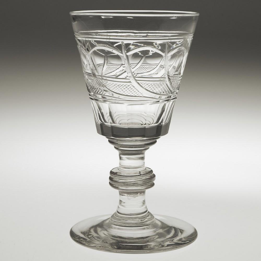 Set of 6 Very Fine English Cut Glass Dram Glasses, c1880

Additional information: 
Period : Victoria c1880
Origin : Thomas Webb, England 
Colour : Clear, grey tone
Bowl : Bucket - scallop cut, lens cut, and fine diamond bands divided by curved