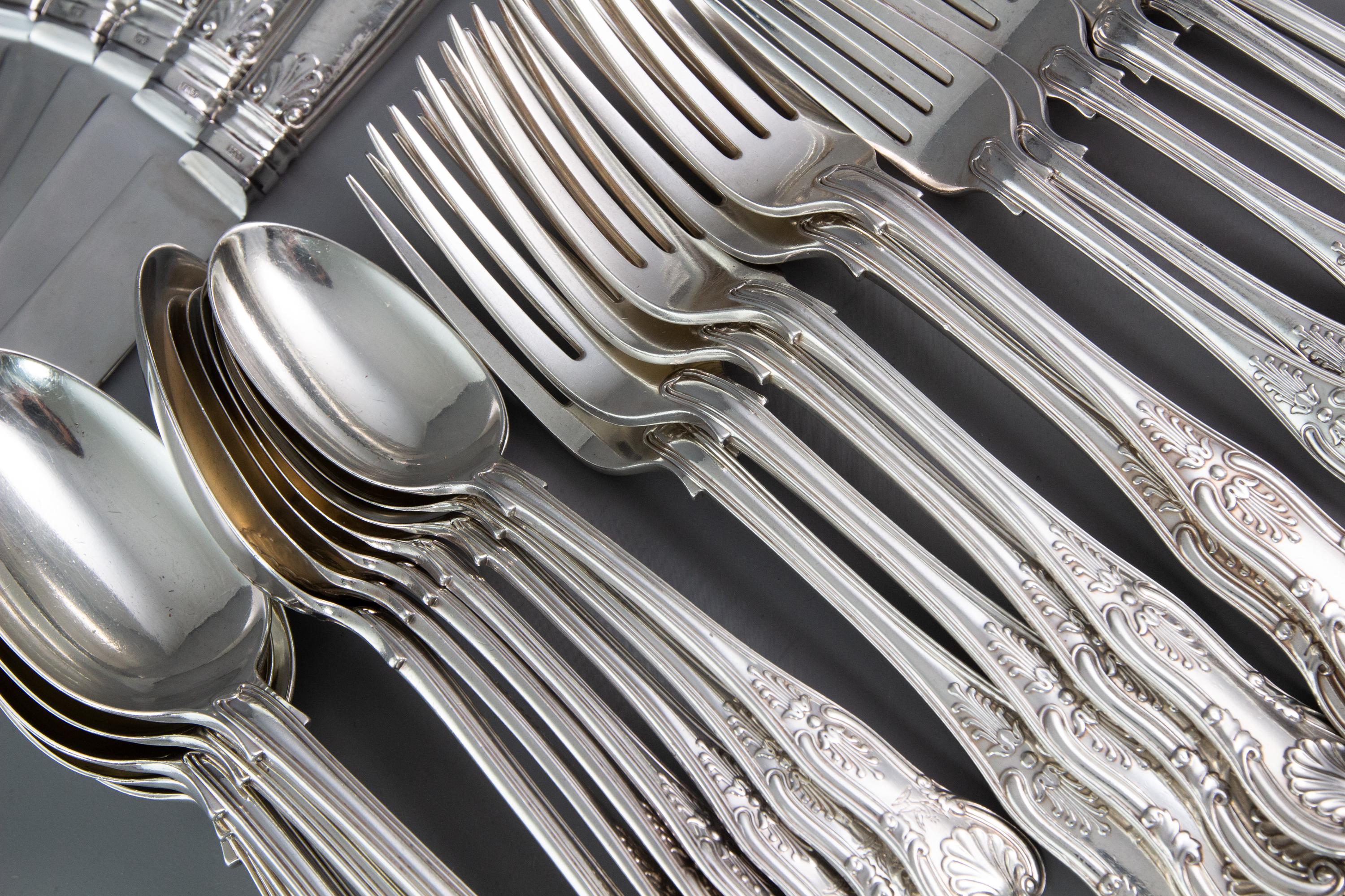 A Set of 6 Victorian Silver Kings Pattern Cutlery, Francis Higgins 3