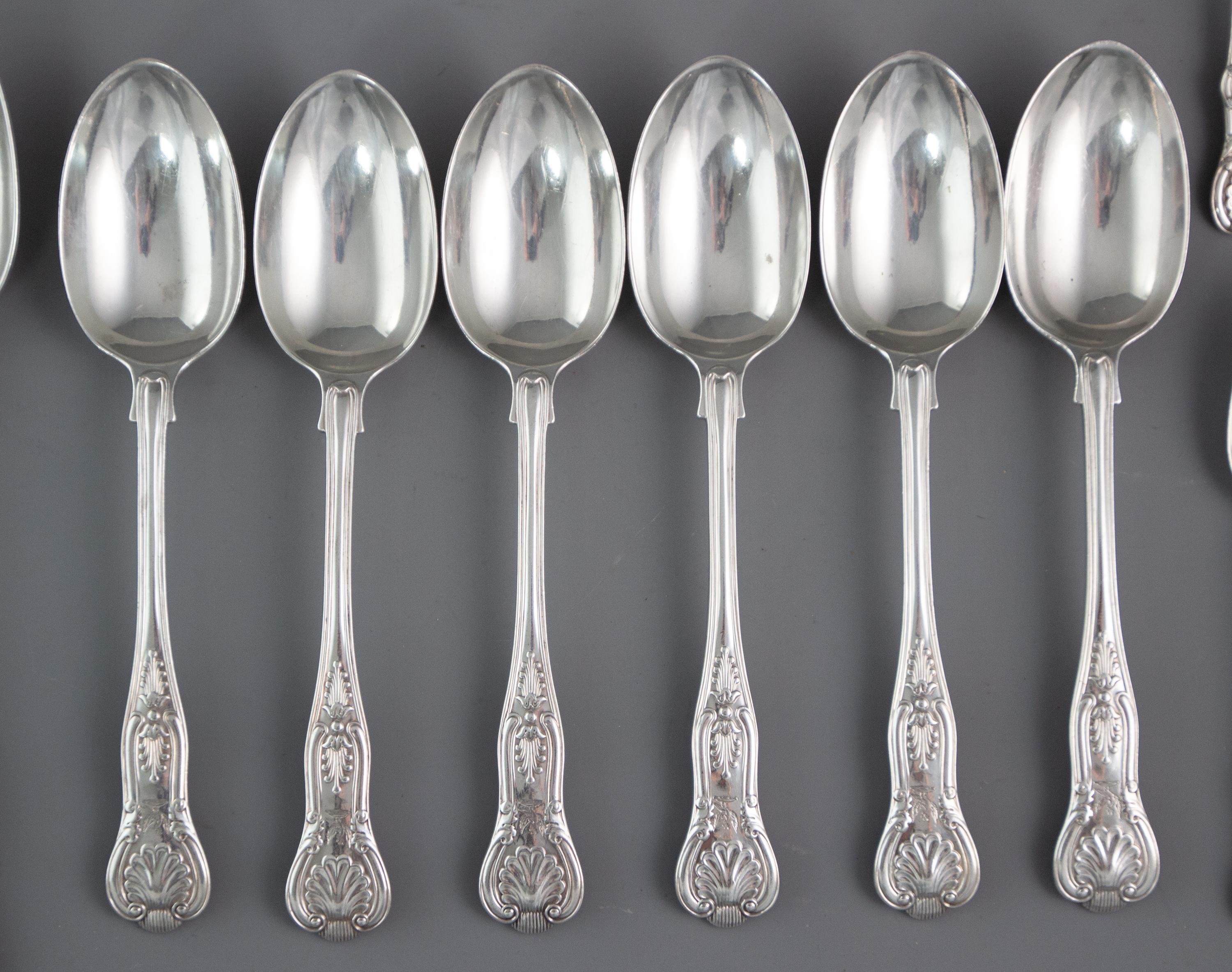 A Set of 6 Victorian Silver Kings Pattern Cutlery, Francis Higgins 5