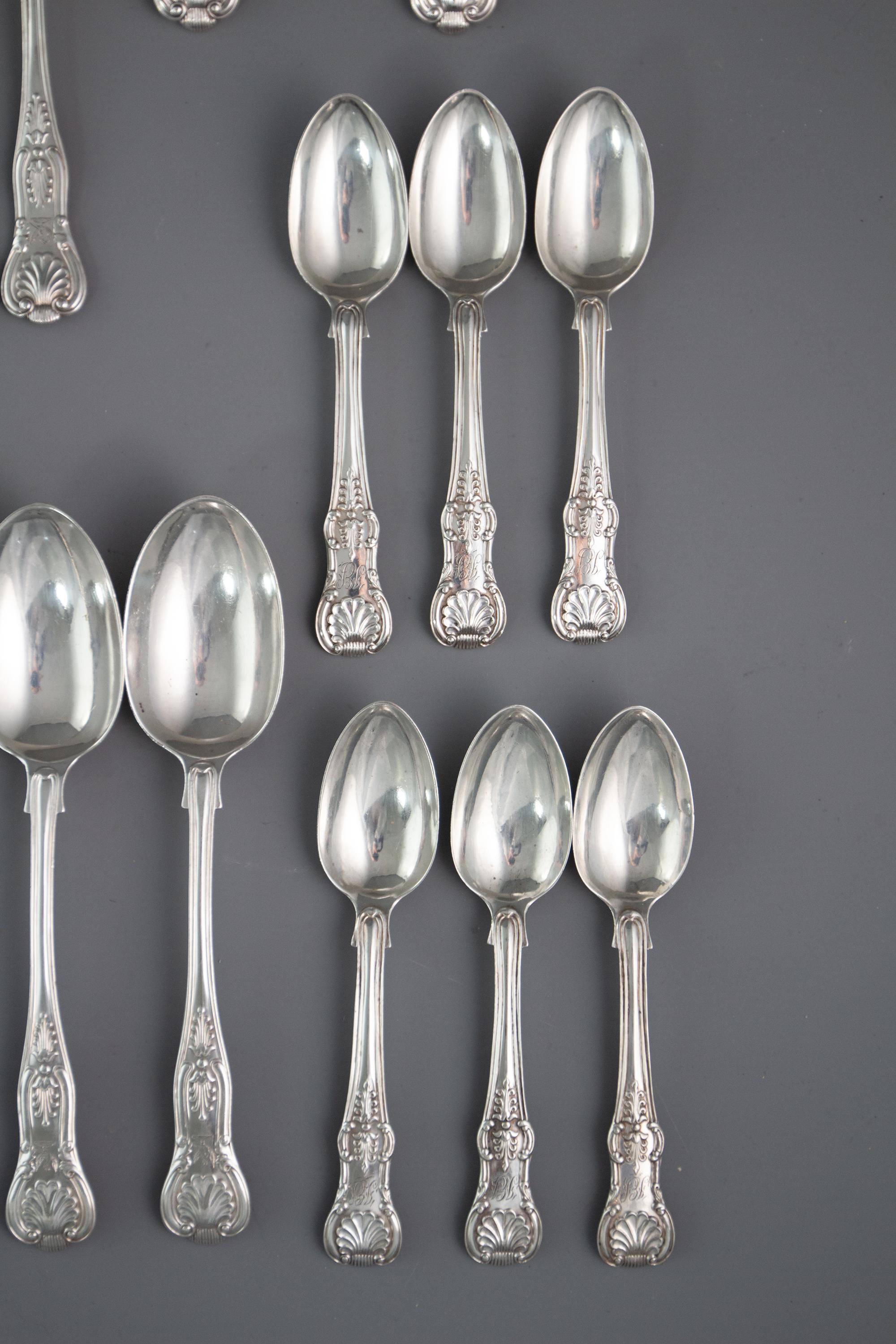 A Set of 6 Victorian Silver Kings Pattern Cutlery, Francis Higgins 6