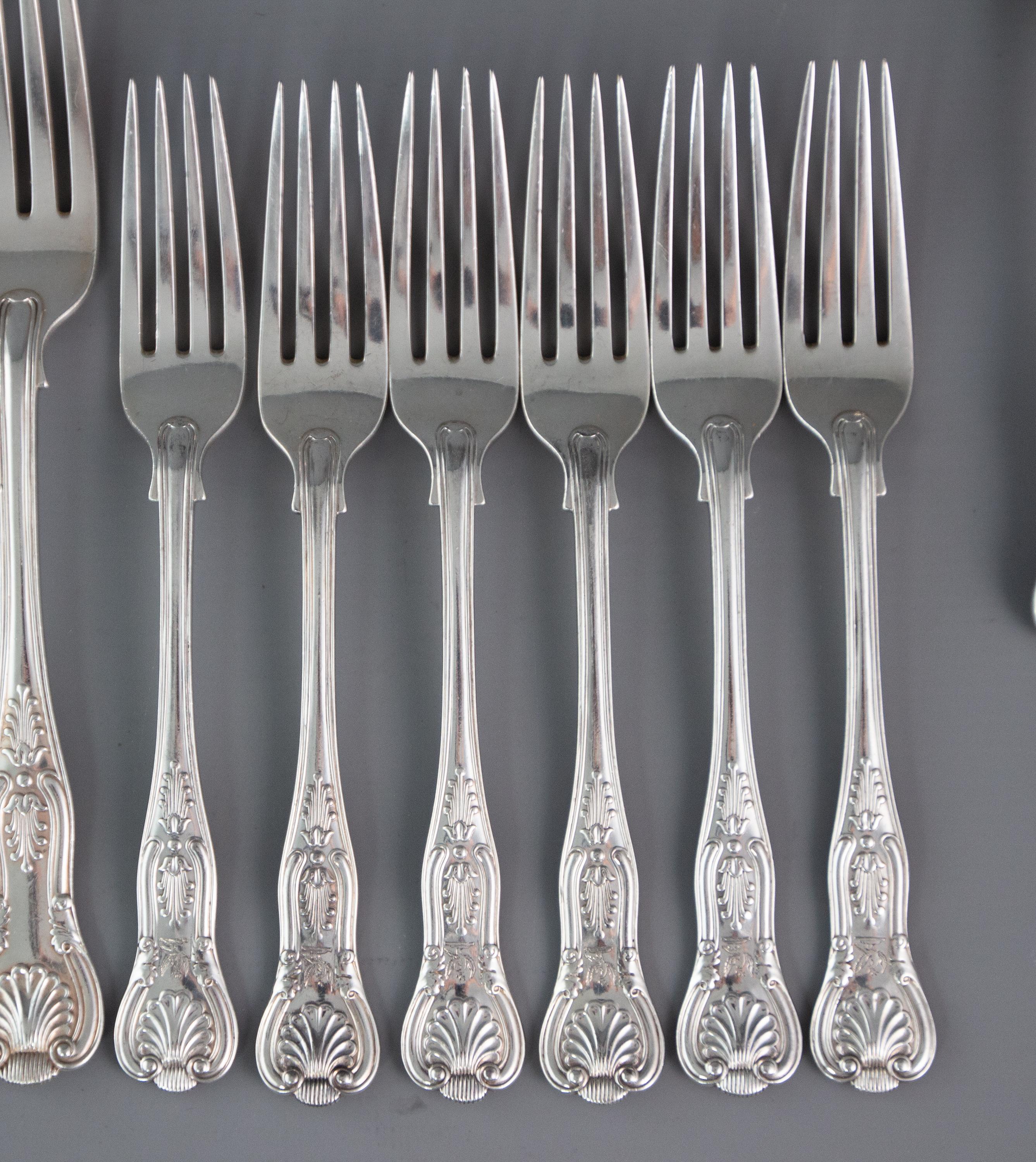 A Set of 6 Victorian Silver Kings Pattern Cutlery, Francis Higgins 7