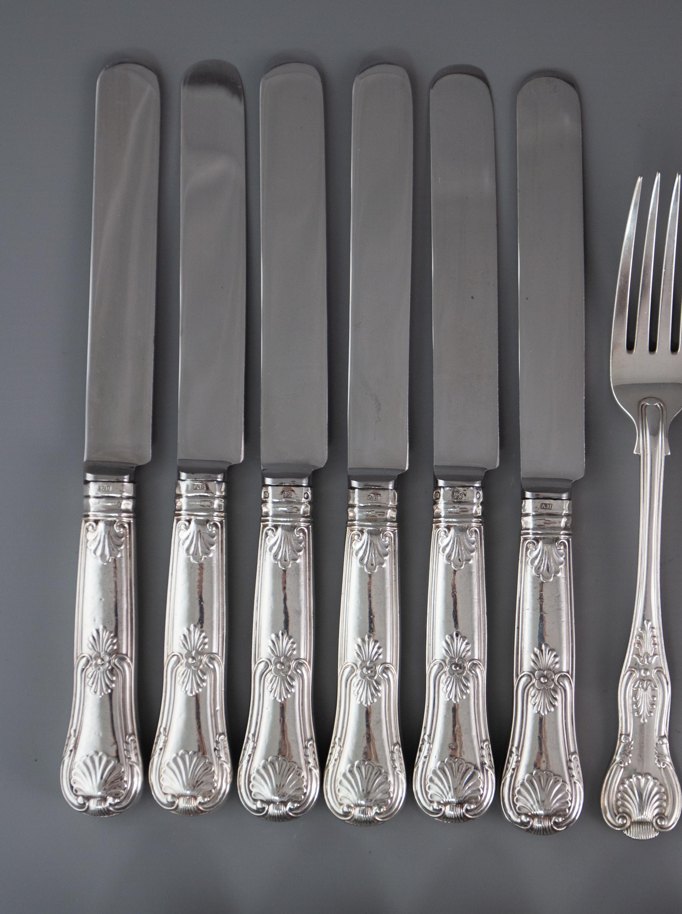 A Set of 6 Victorian Silver Kings Pattern Cutlery, Francis Higgins 8
