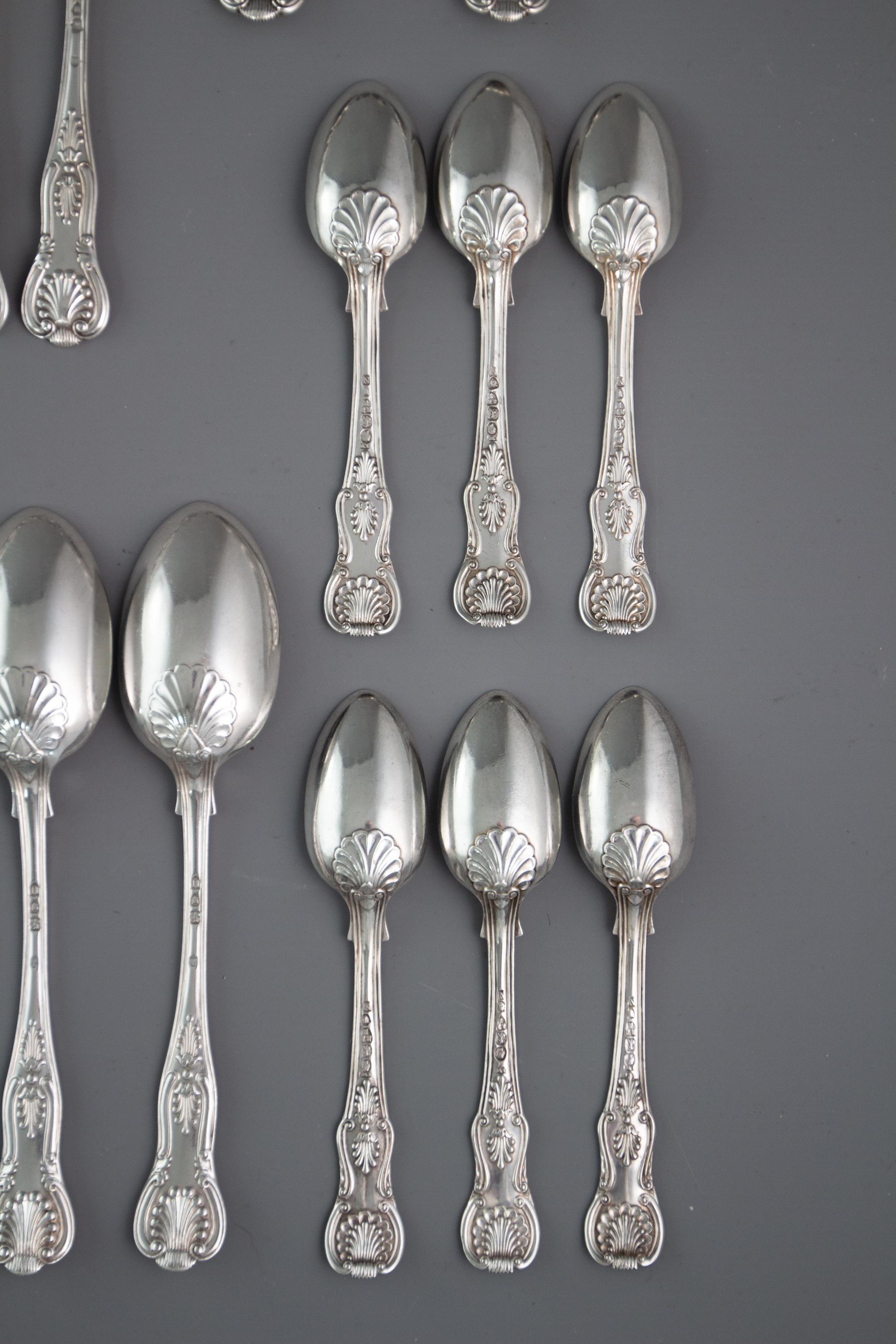 A Set of 6 Victorian Silver Kings Pattern Cutlery, Francis Higgins 11