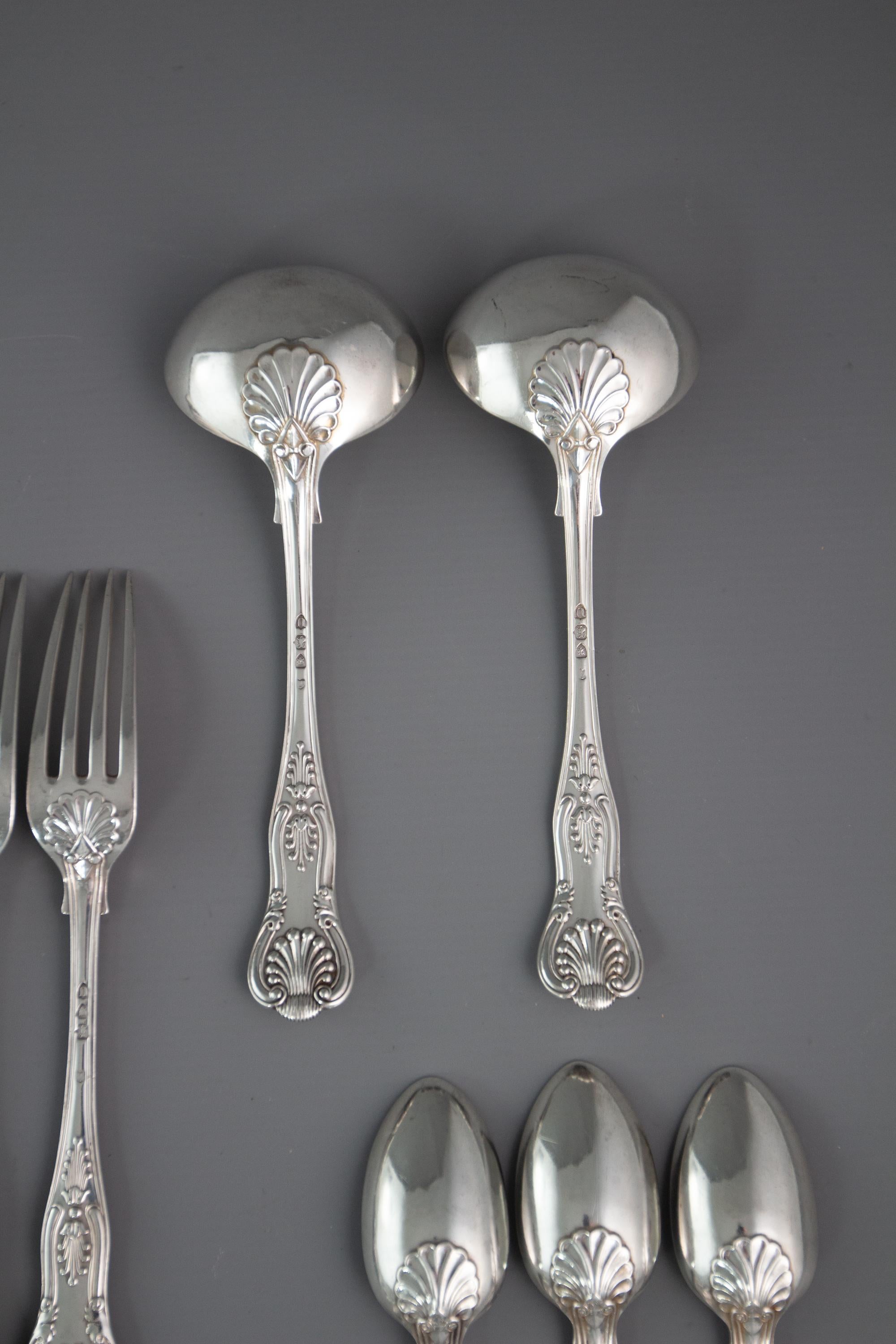 A Set of 6 Victorian Silver Kings Pattern Cutlery, Francis Higgins 12