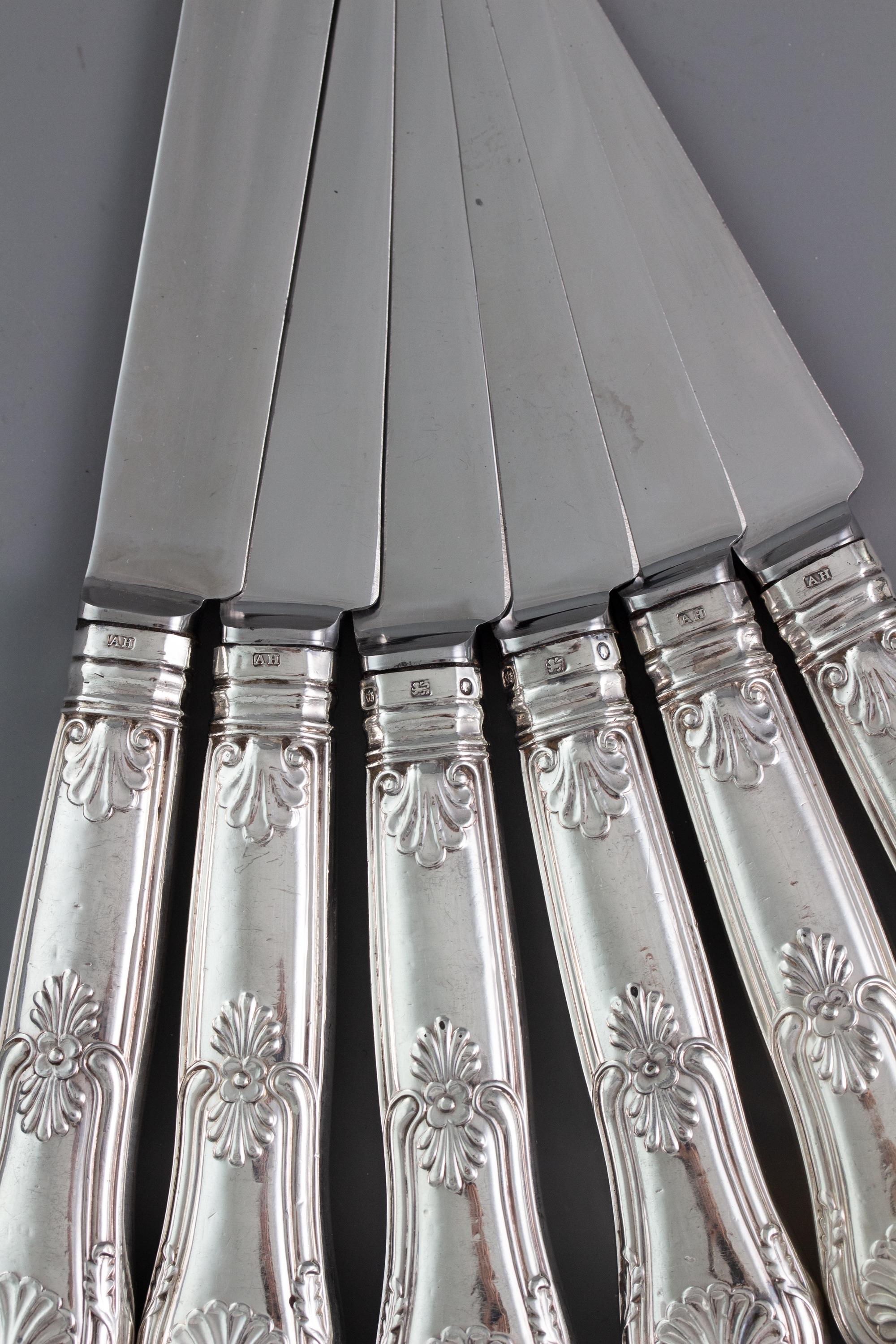 A Set of 6 Victorian Silver Kings Pattern Cutlery, Francis Higgins In Good Condition In Cornwall, GB