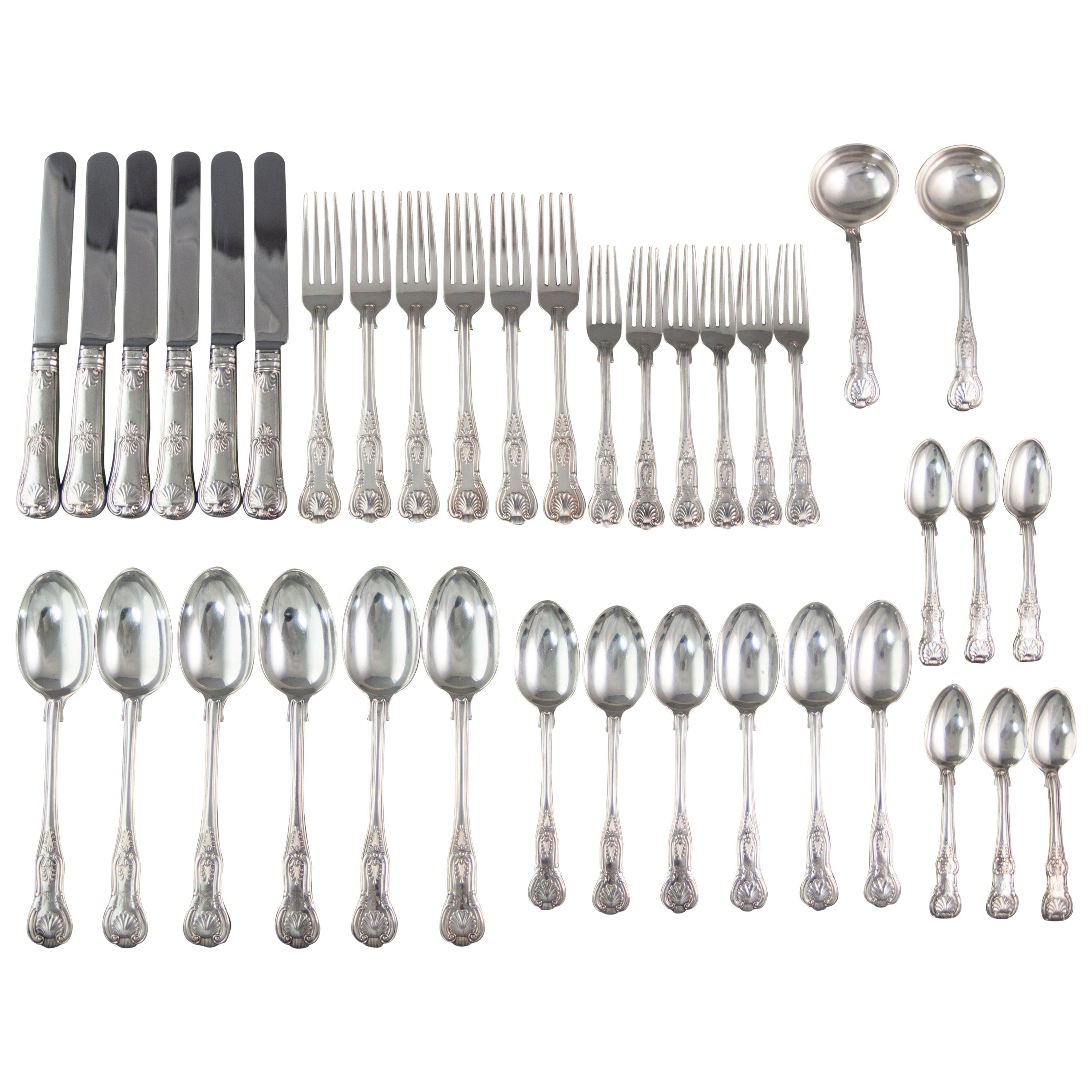 A Set of 6 Victorian Silver Kings Pattern Cutlery, Francis Higgins