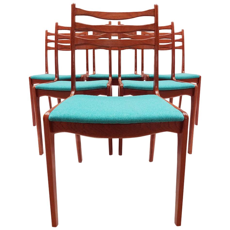 Set of 6 Vintage Danish Teak Ladder Back Chairs by SOS Stolefabrik