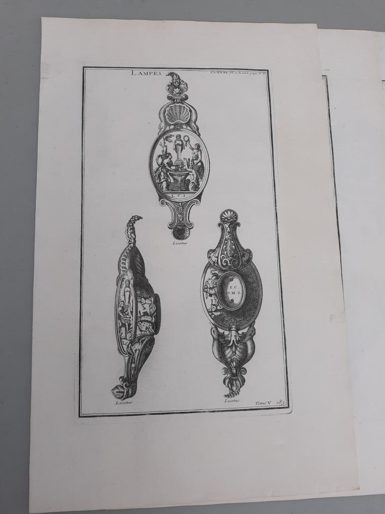 Set of 8 18th Century French Copper Engravings Prints of Oil Lamps For Sale 2