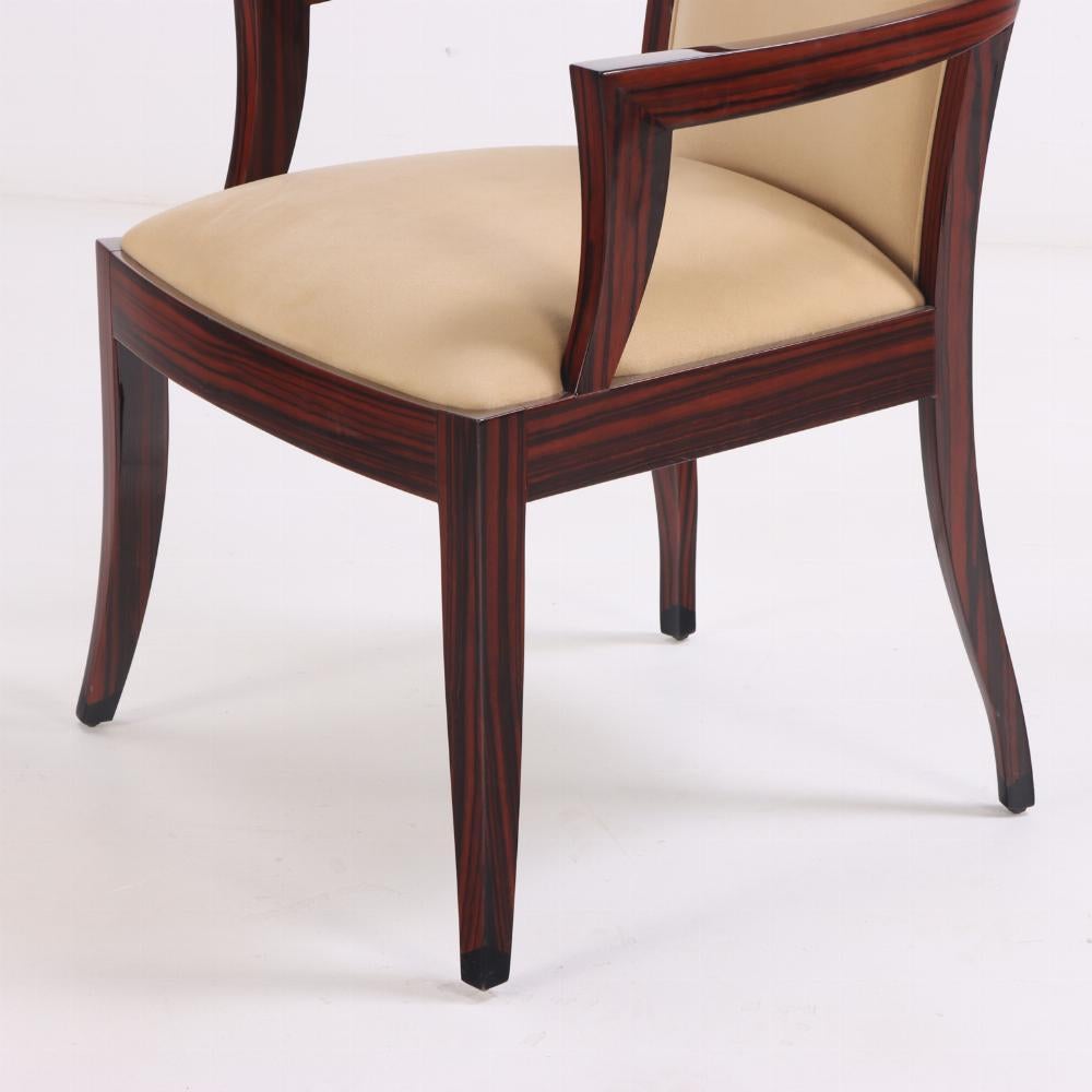 20th Century A set of 8 Art Deco style custom Macassar ebony armchairs. For Sale