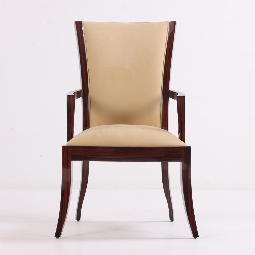 A set of 8 Art Deco style custom Macassar ebony armchairs. For Sale 1