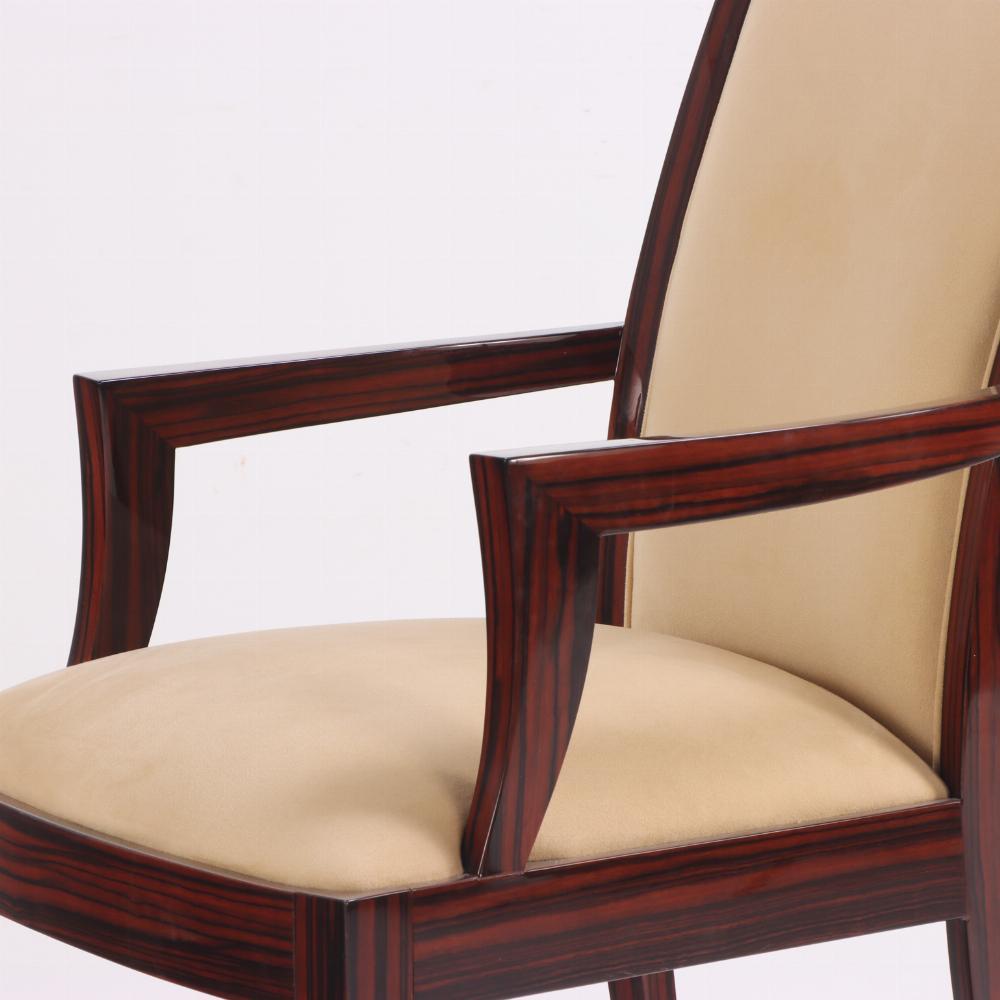 A set of 8 Art Deco style custom Macassar ebony armchairs. For Sale 2