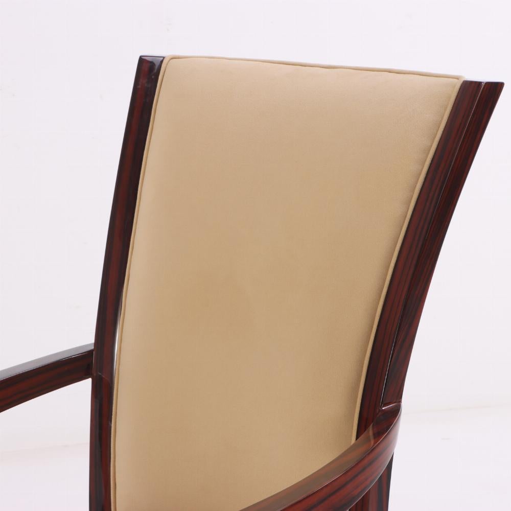 A set of 8 Art Deco style custom Macassar ebony armchairs. For Sale 3