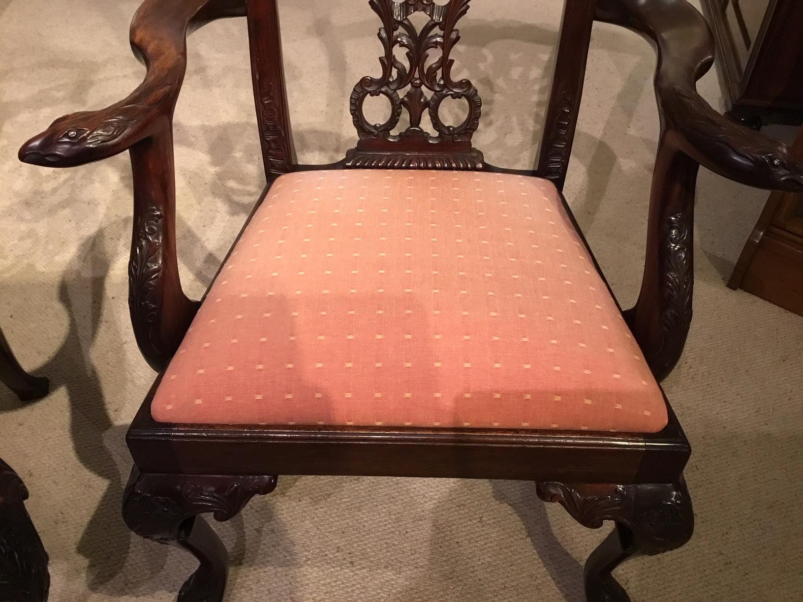 Set of 8 English Chippendale Revival Mahogany Chairs For Sale 7