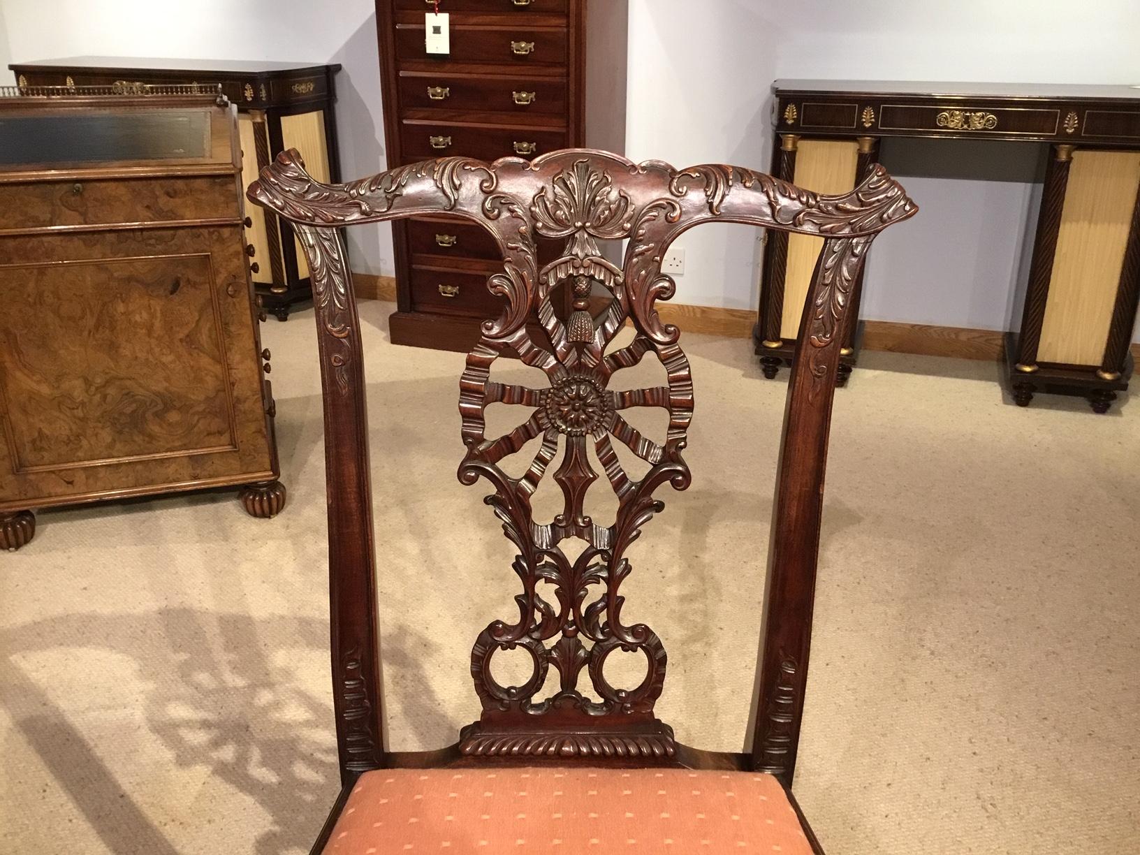 Set of 8 English Chippendale Revival Mahogany Chairs For Sale 8