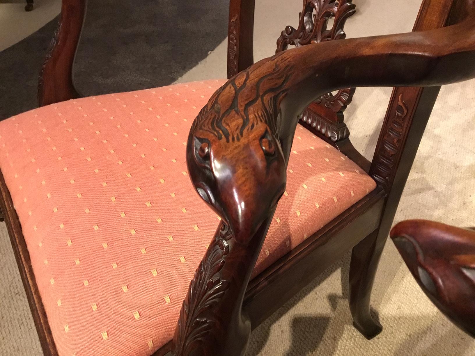 Set of 8 English Chippendale Revival Mahogany Chairs For Sale 5