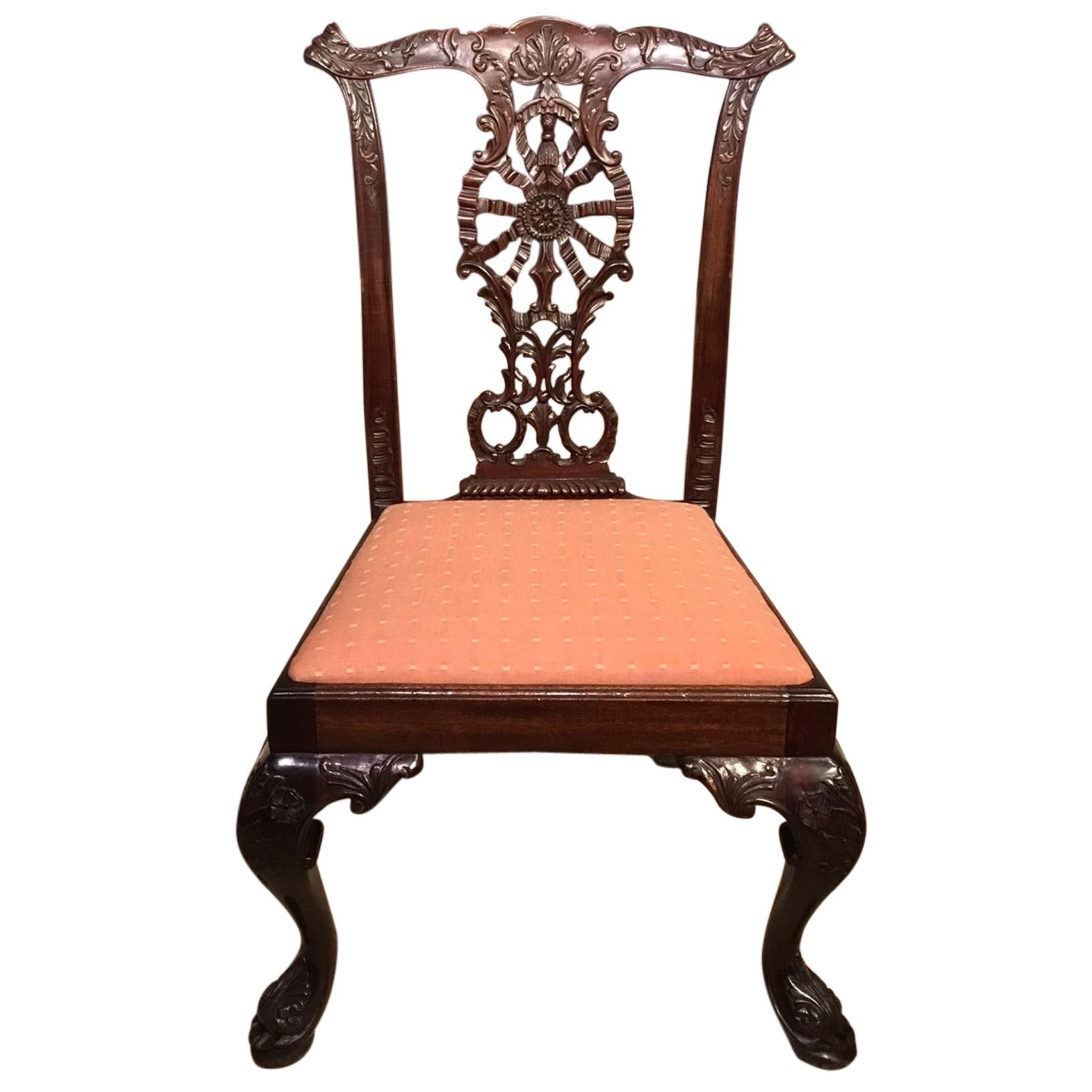 Set of 8 English Chippendale Revival Mahogany Chairs For Sale