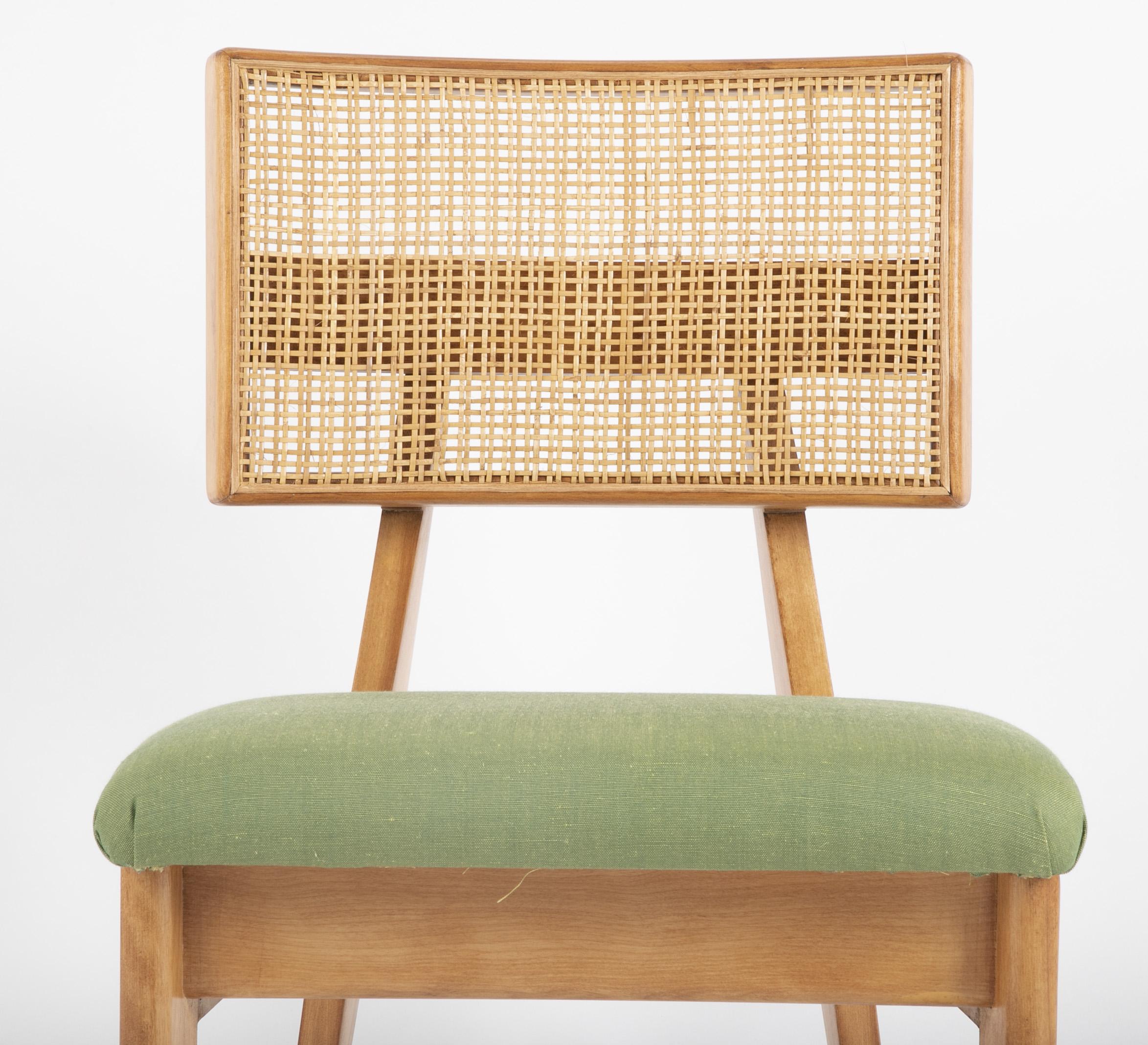 Hand-Woven Set of 8 Ernest Farmer Caned Dining Chairs for George Nelson Associates