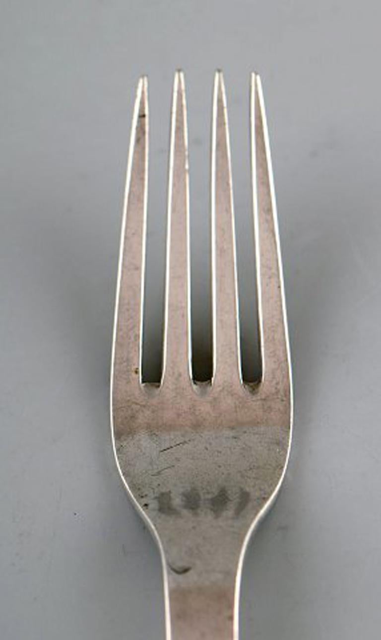 Art Nouveau Set of 8 Evald Nielsen Number 6 Lunch Forks in All Silver, 1920s