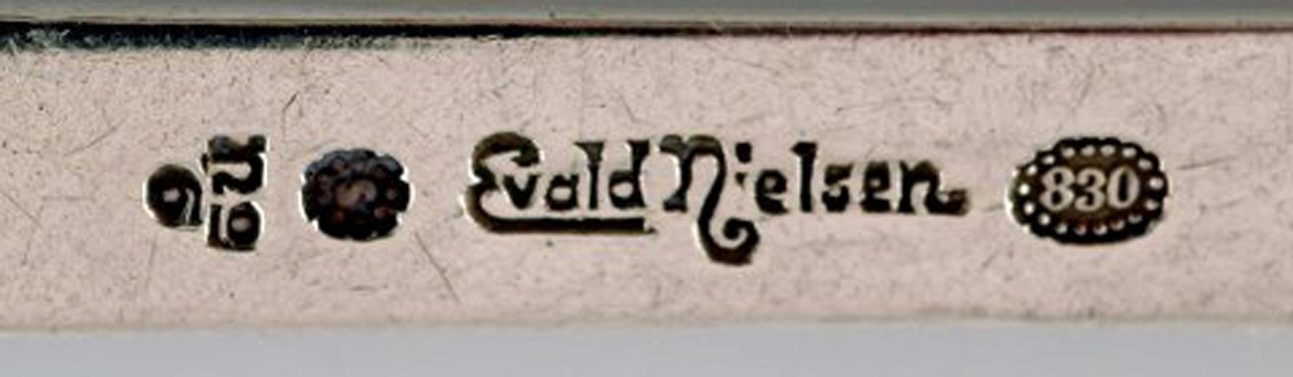 Danish Set of 8 Evald Nielsen Number 6 Lunch Forks in All Silver, 1920s