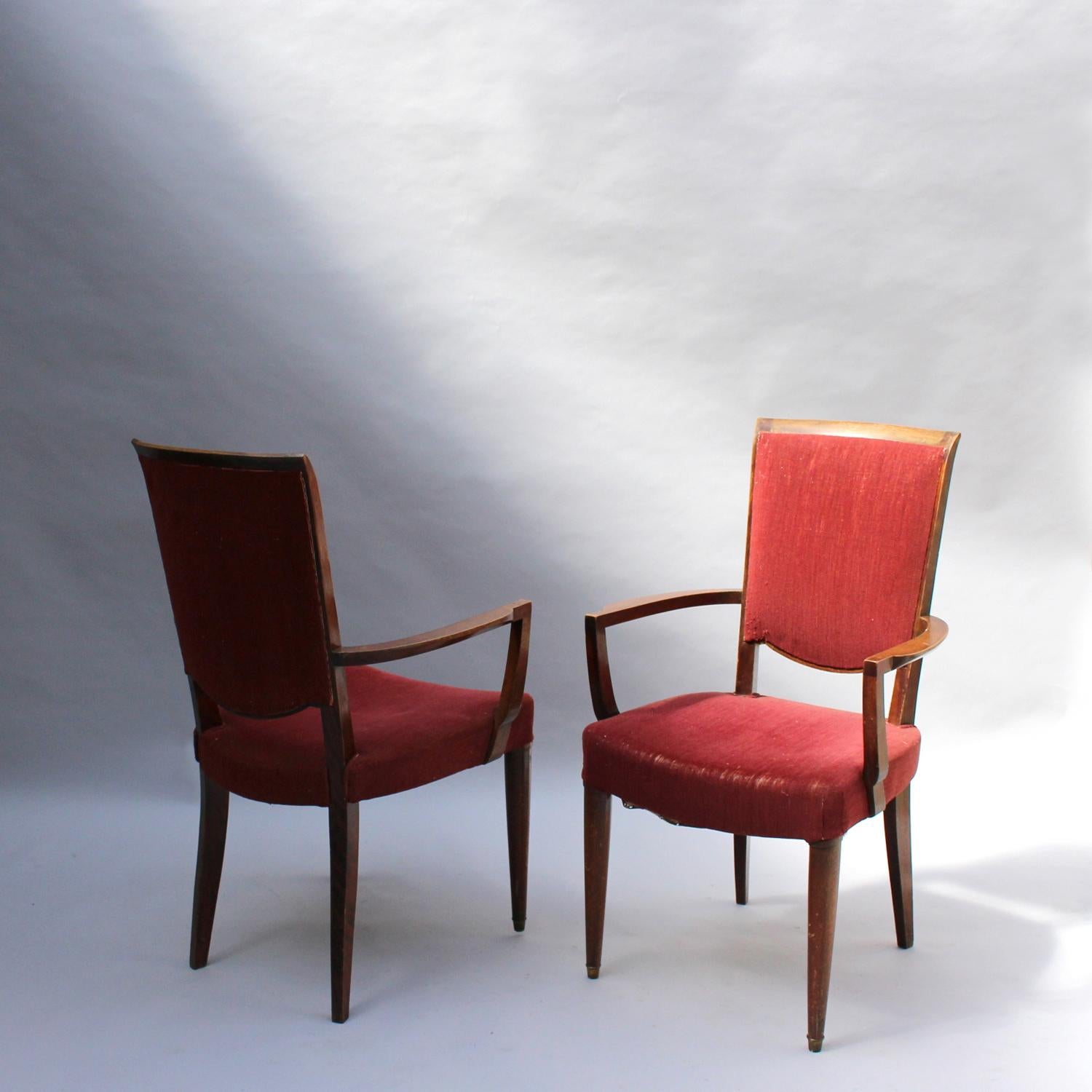 Set of 8 Fine French Art Deco Dining Chairs by Jules Leleu 1