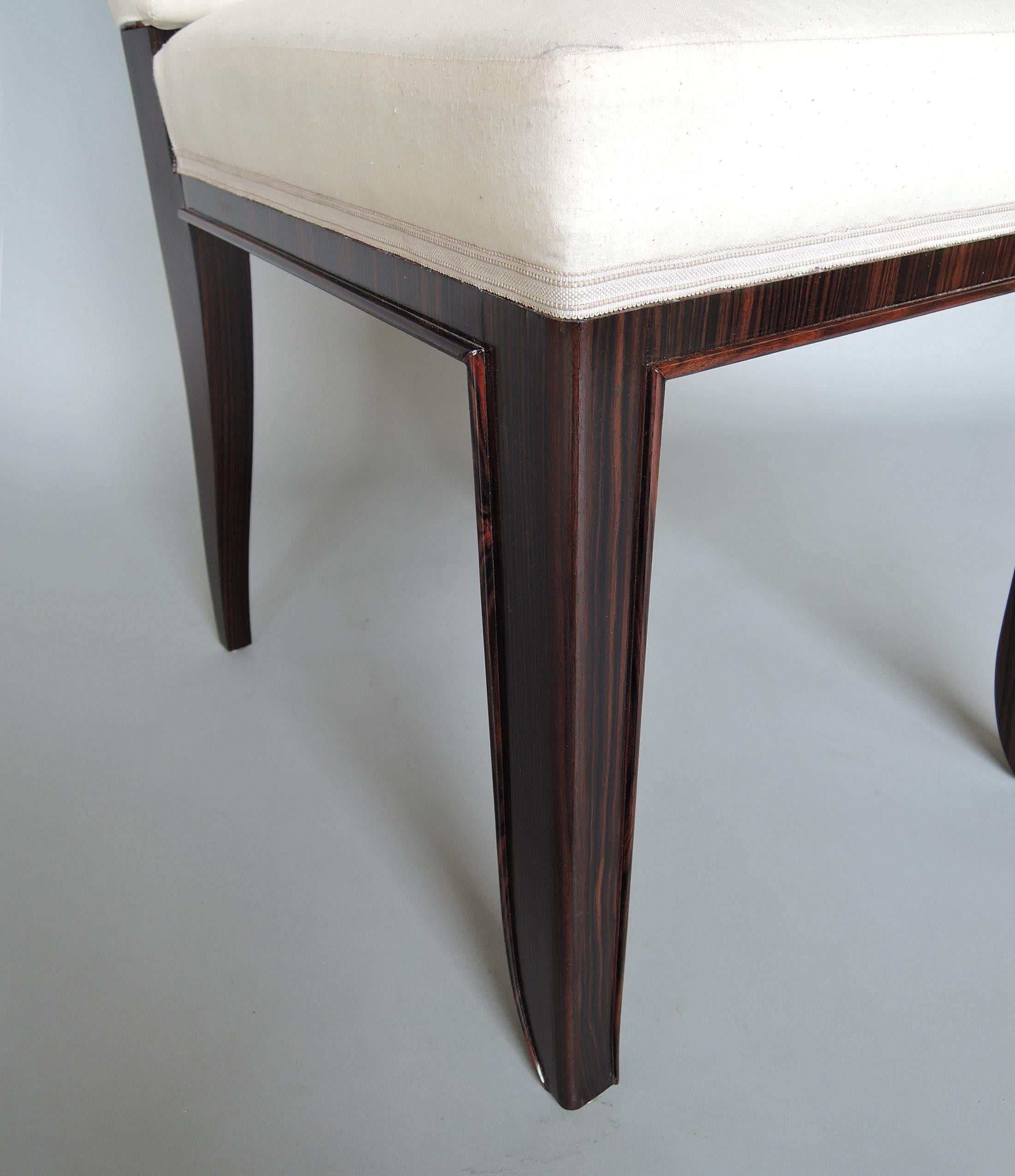 A Set of 8 Fine French Art Deco Macassar Ebony Dining Chairs by Paul Frechet For Sale 6