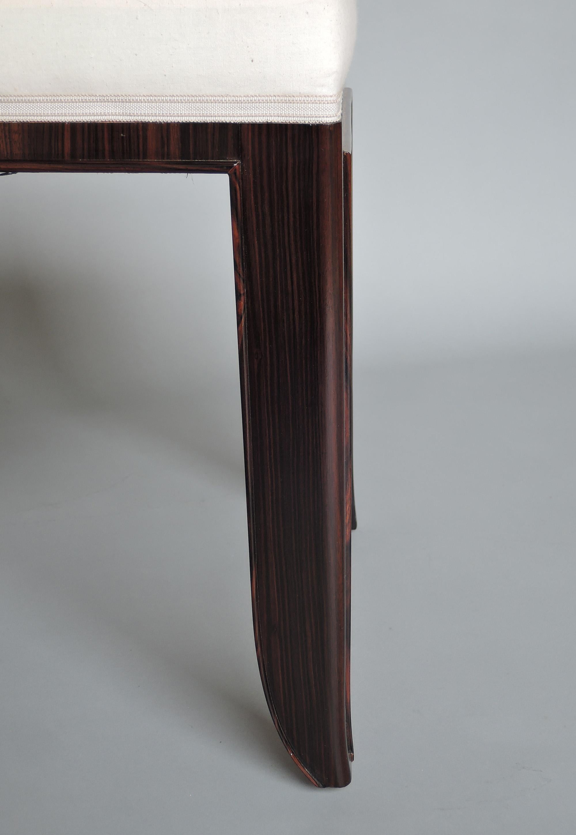 A Set of 8 Fine French Art Deco Macassar Ebony Dining Chairs by Paul Frechet For Sale 8