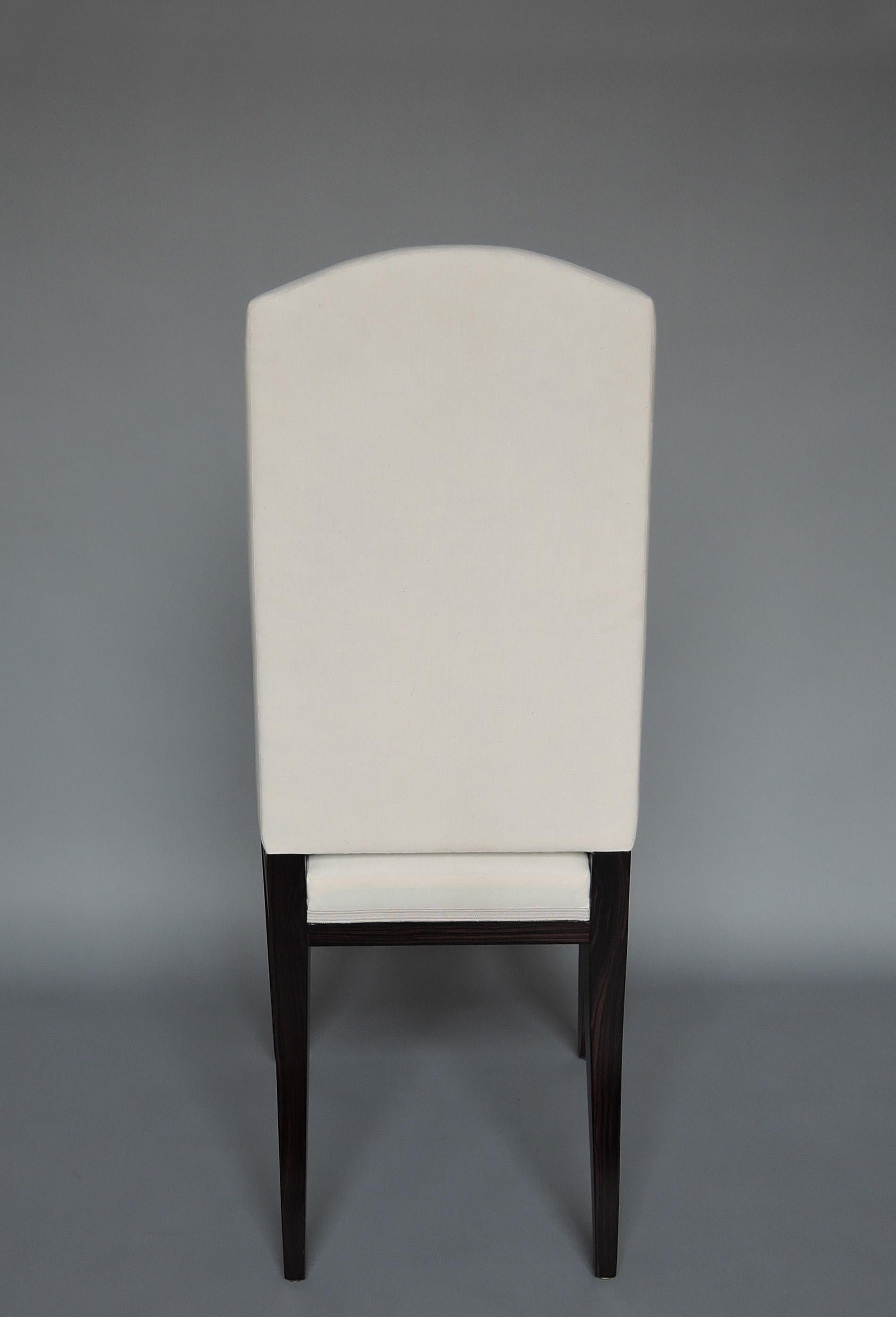 A Set of 8 Fine French Art Deco Macassar Ebony Dining Chairs by Paul Frechet For Sale 2