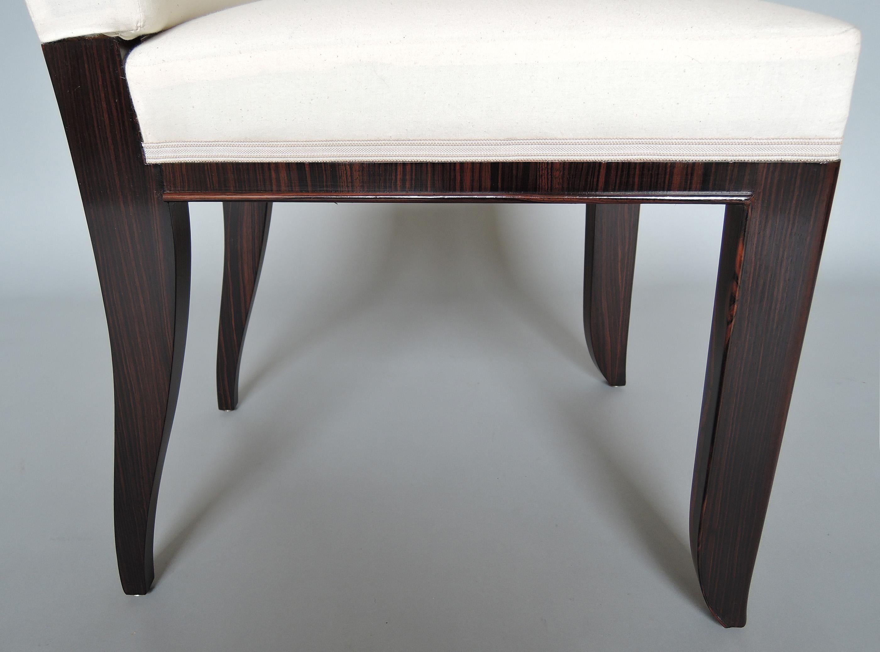A Set of 8 Fine French Art Deco Macassar Ebony Dining Chairs by Paul Frechet For Sale 5