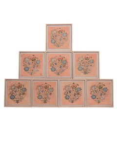 A set of 8 Framed Antique Ottoman Embroidery Fragments, 19th C.