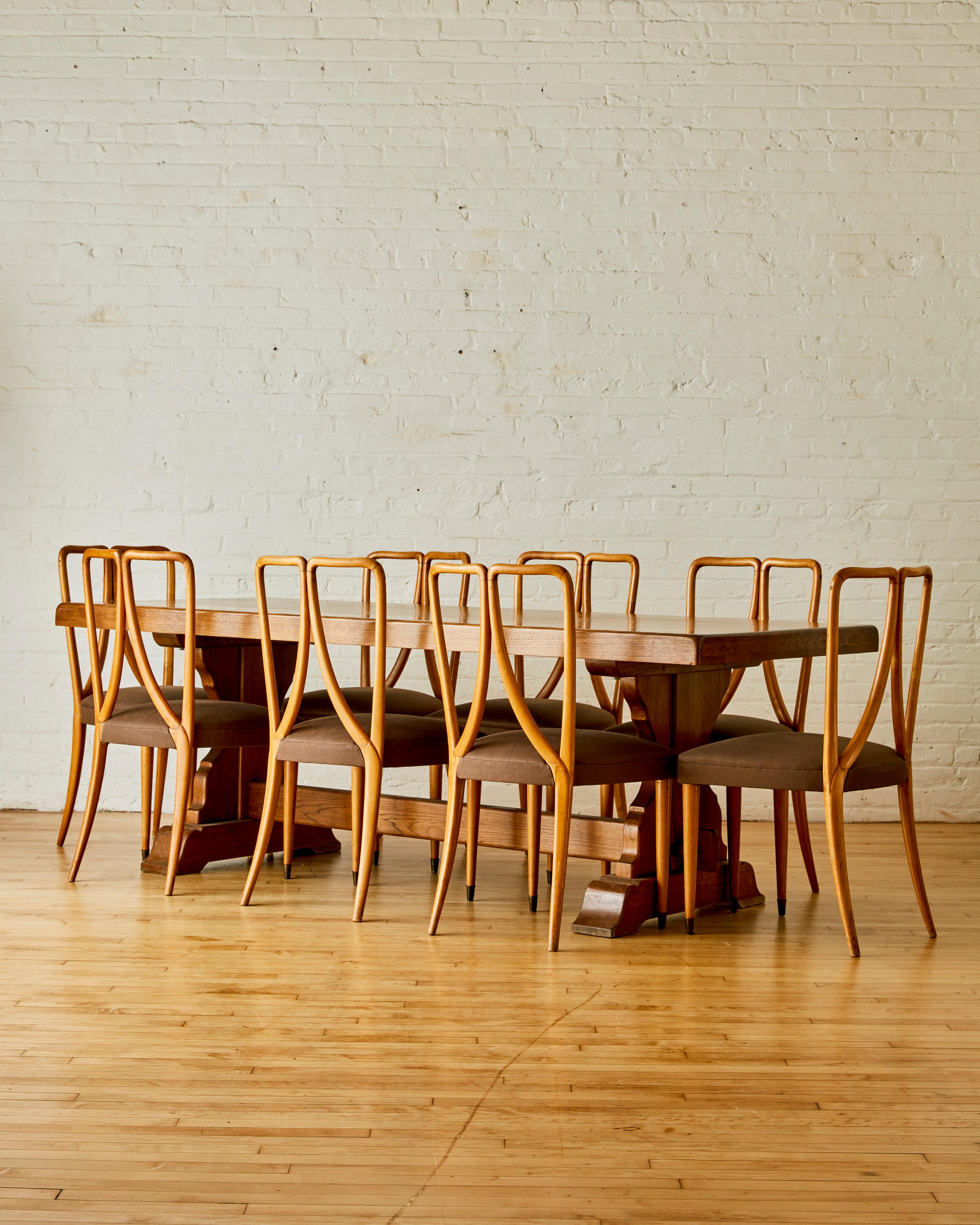  A set of 8 fruitwood dining chairs by Guglielmo Ulrich In Good Condition For Sale In Long Island City, NY